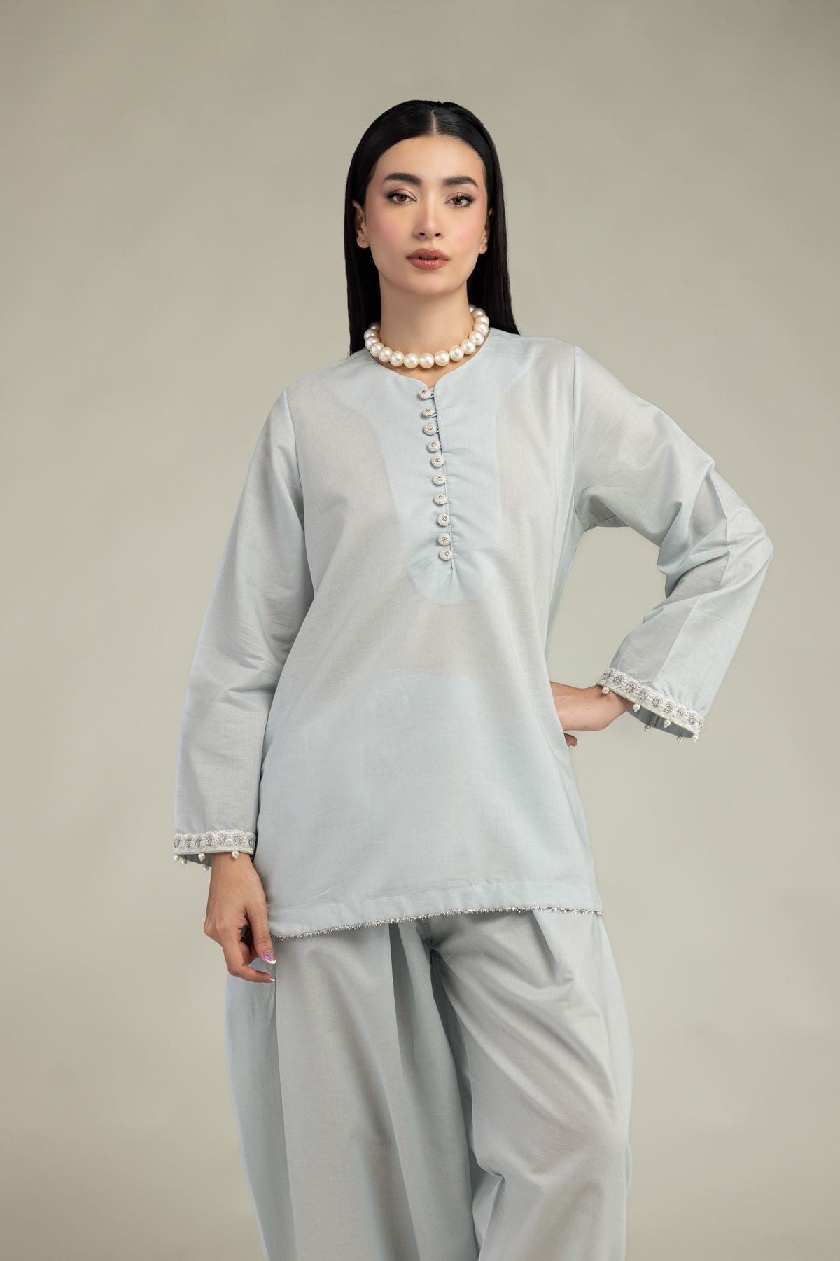 Embroidered Mesuri Short Mesuri Kurta - 25-09-11E14-03TA-VG