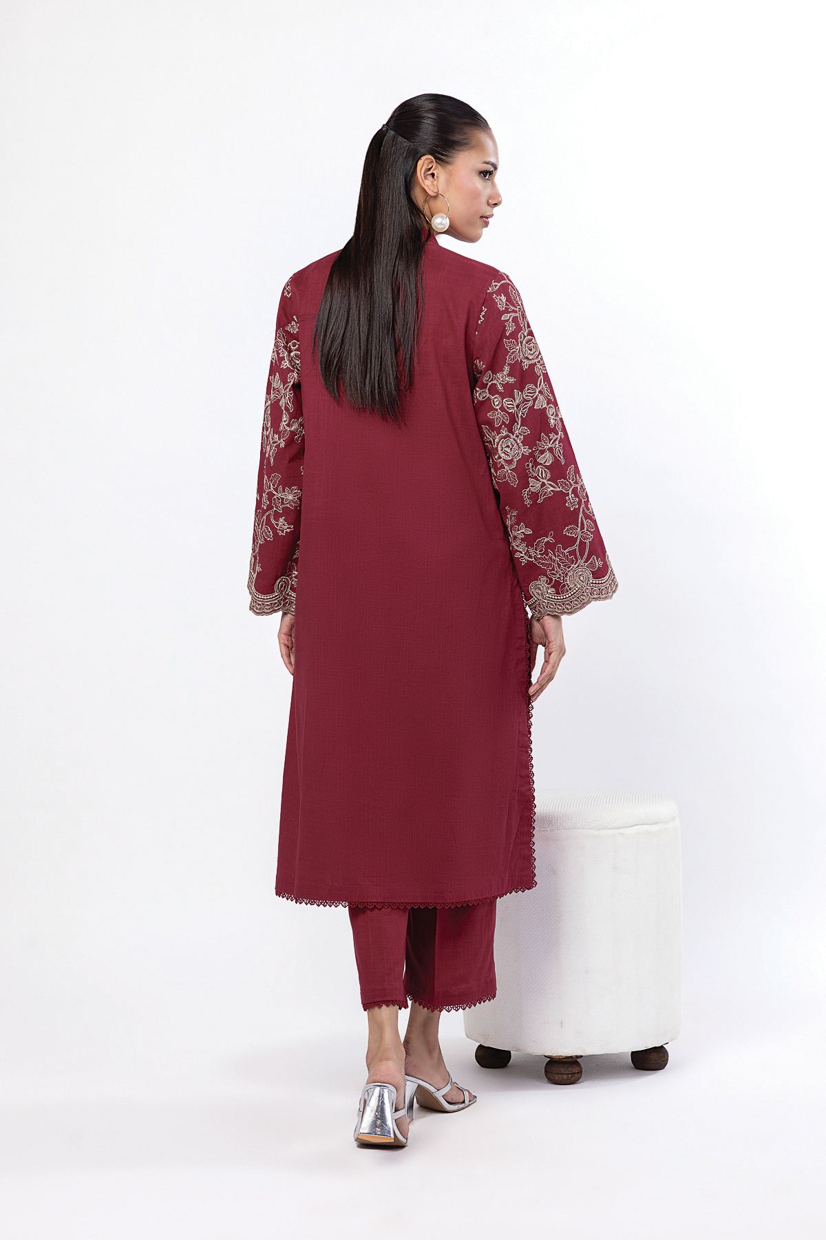 Embroidered Crosshatch Fabrics 2 Piece | Top and Bottom - KW33B-VG