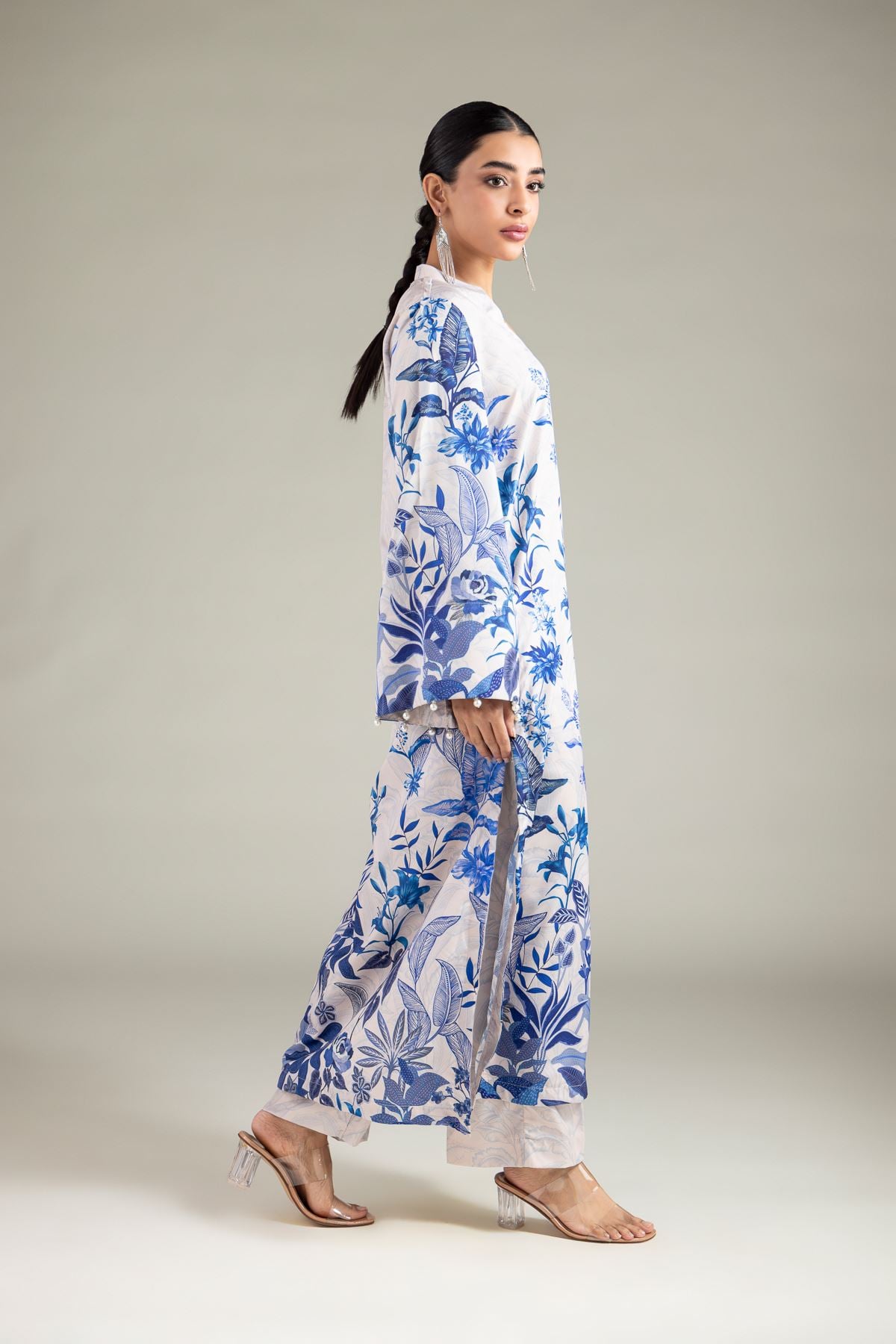 Printed Polyester Silk Kurta - 1-26-105-A-E-VG