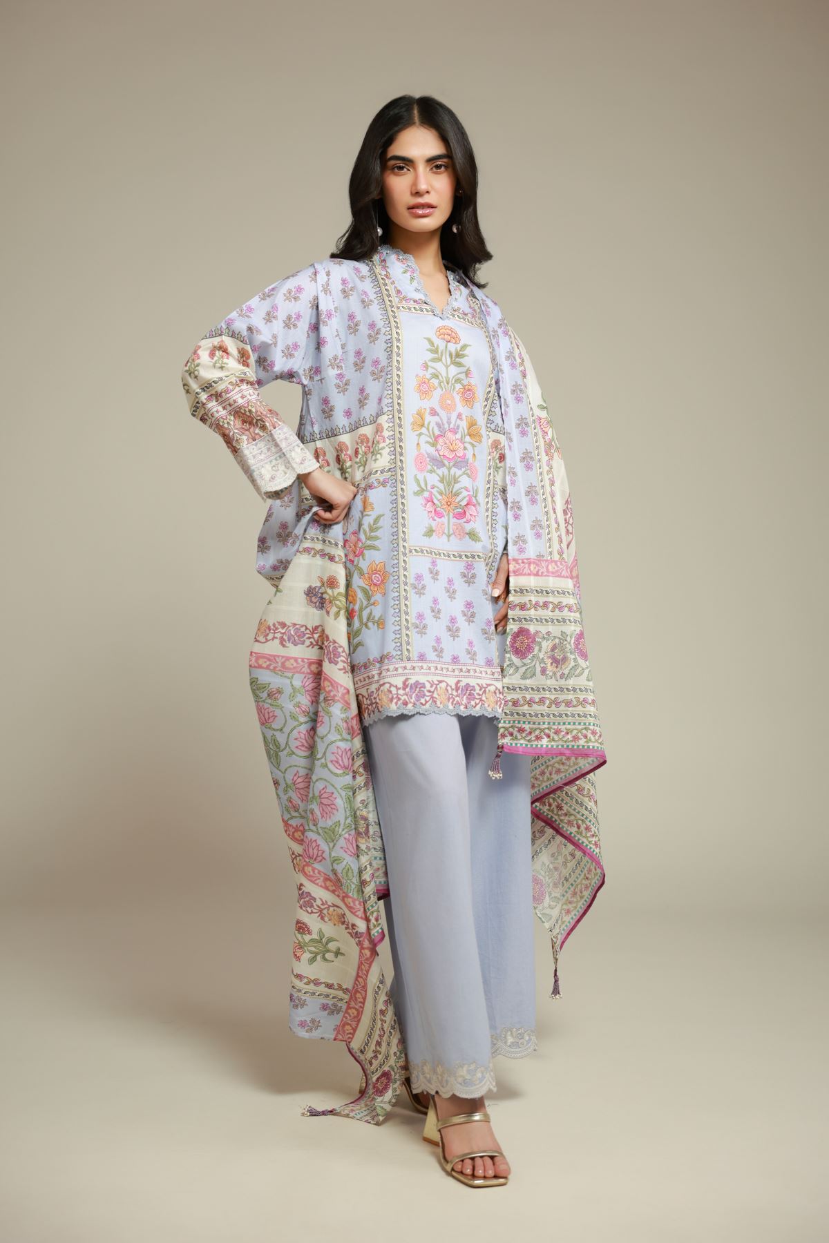 Embroidered Textured Lawn Lawn Tailored 3-Piece - T-A22-26-123FE1-VG