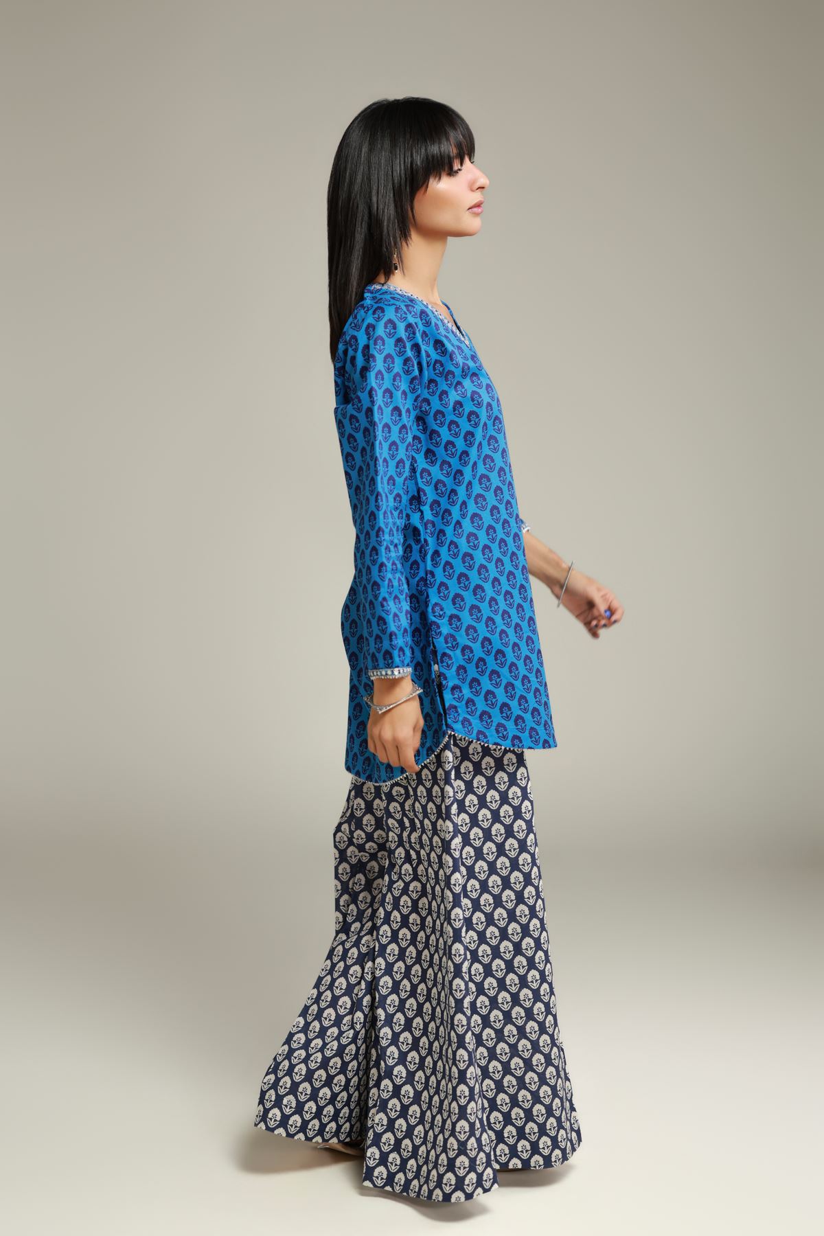Embroidered Cambric Wide Fit Pants - 1-26-138-A-C-VG