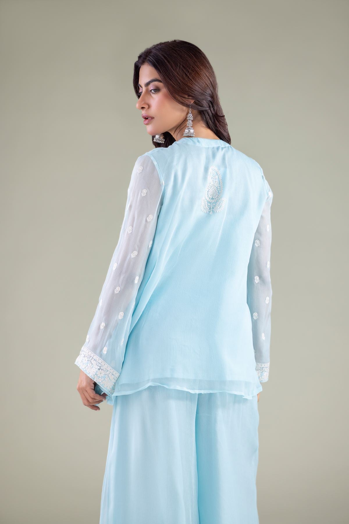Embroidered Chiffon 2-Piece Co-ord Set - 1-26-127-A-D-VG