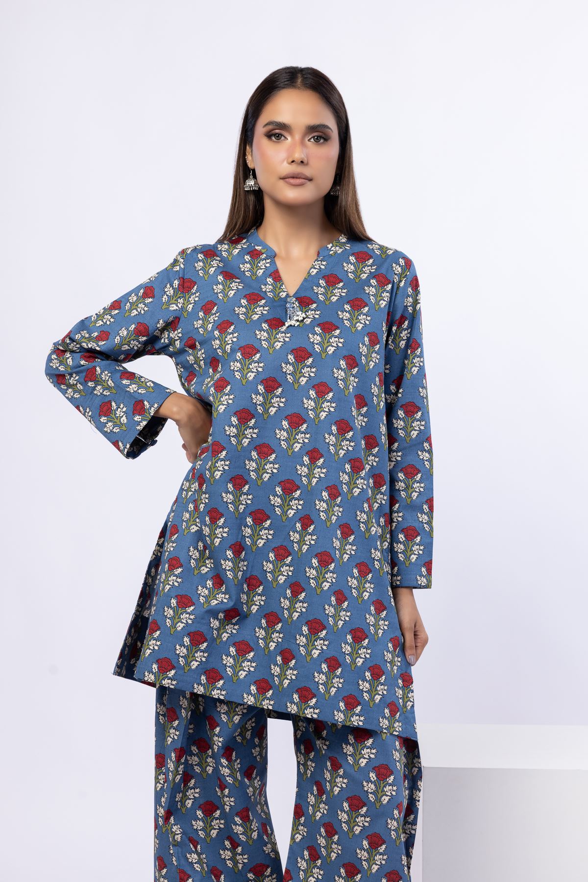Printed Crosshatch Poplin Kurta - 25-09-11E11-10TA-VG