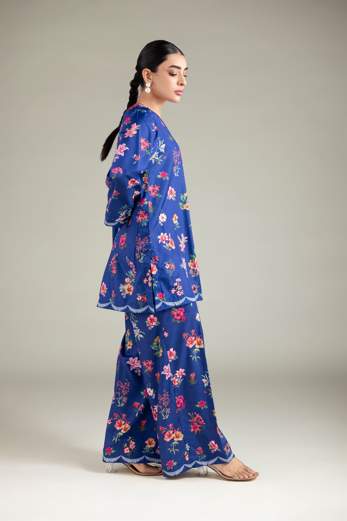 Printed Polyester Silk Kurta - 1-26-105-A-A-VG