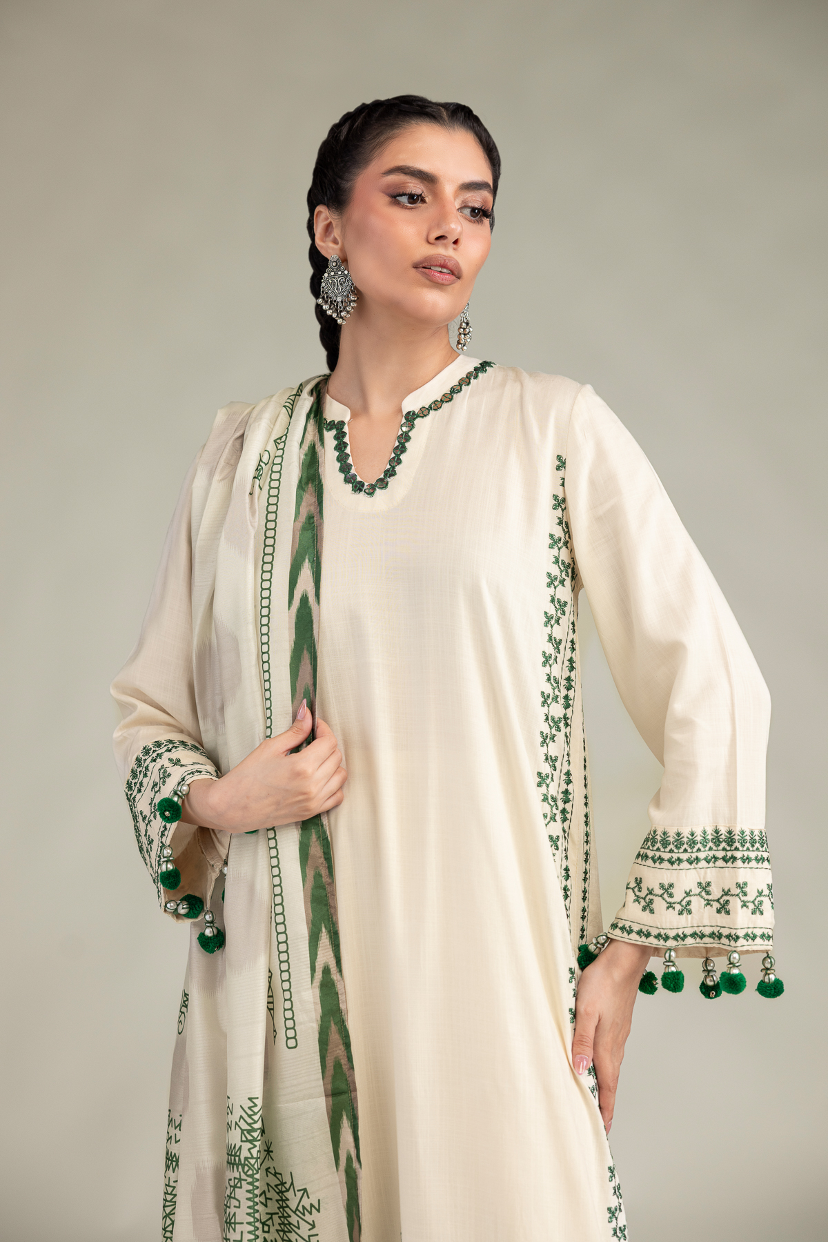 Embroidered Polyester Silk Polyster Silk Dupatta - 1-26-102-A-F-VG