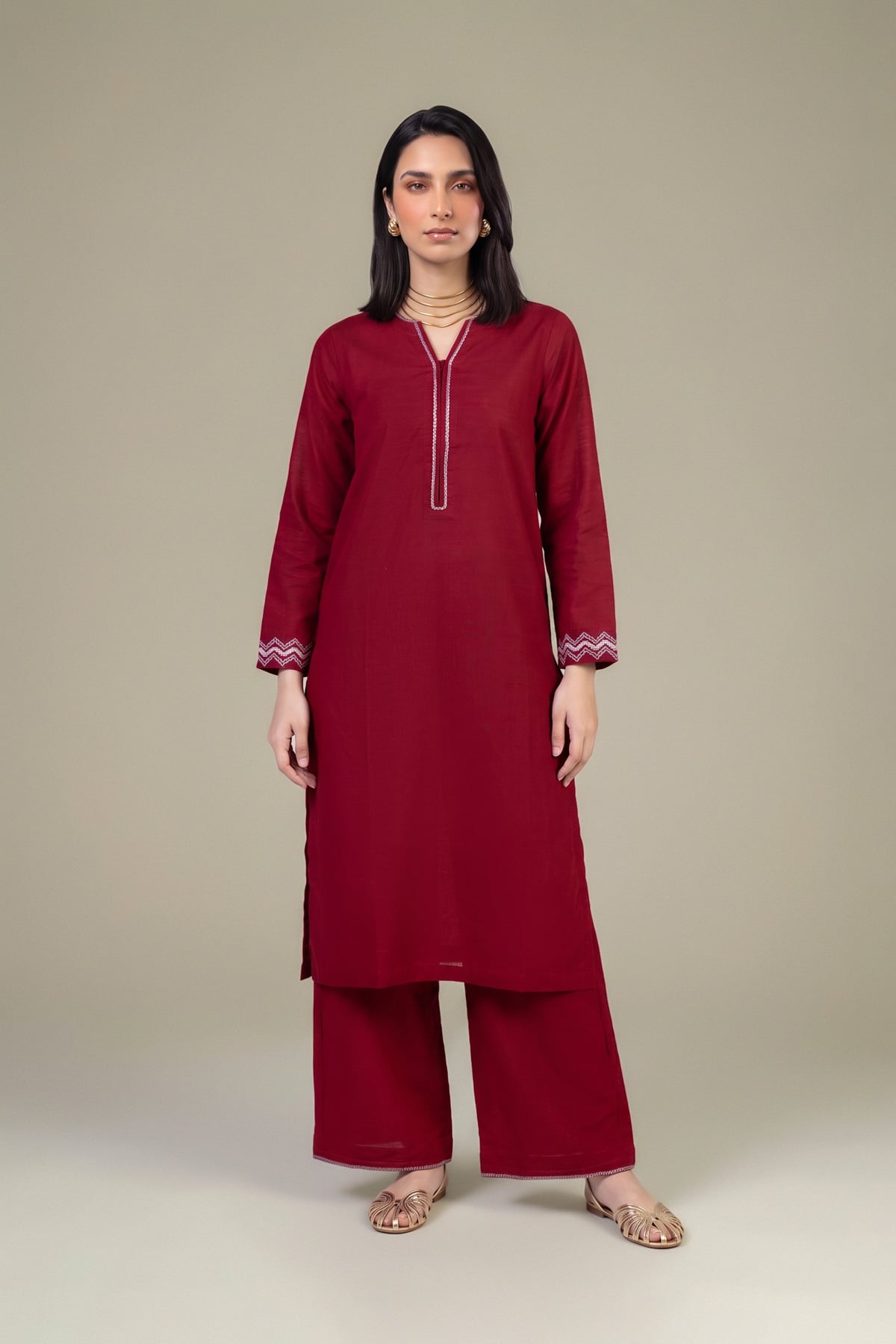 Embroidered Light Khaddar Tailored 2 Piece - 2-26-202-A-D-VG