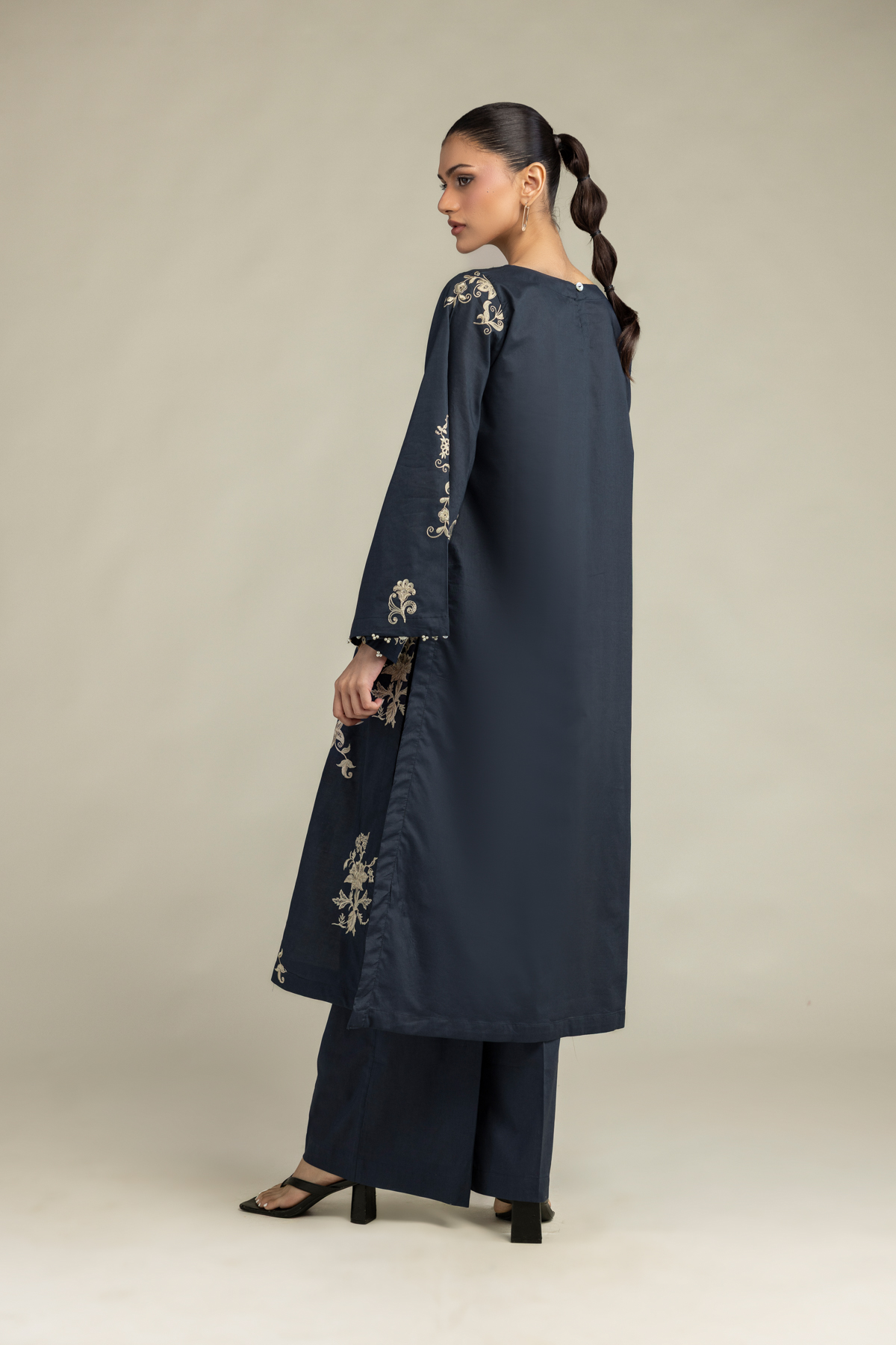 Embroidered Cambric Cambric Longline Kurta - 2-26-308-A-G1-VG