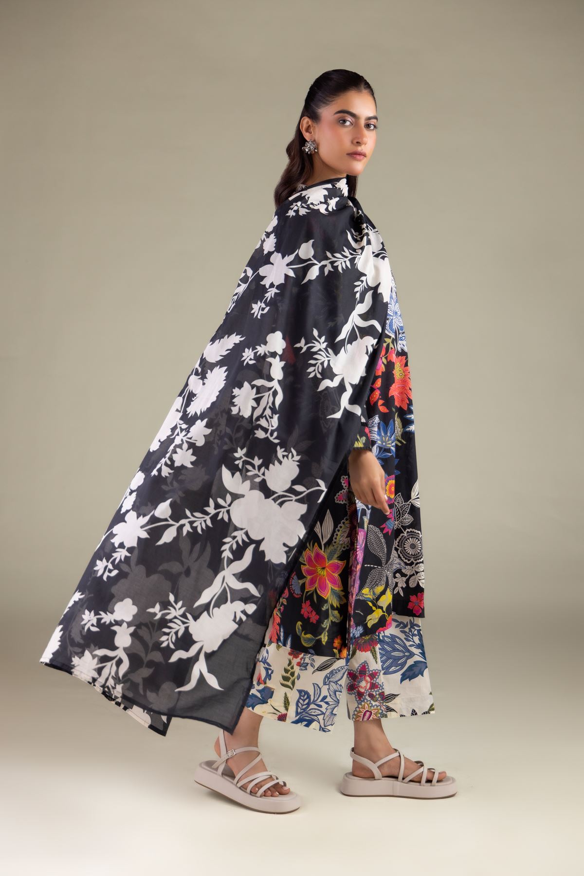 Printed Lawn Floral Summer Dupatta - 1-26-115-A-H-VG