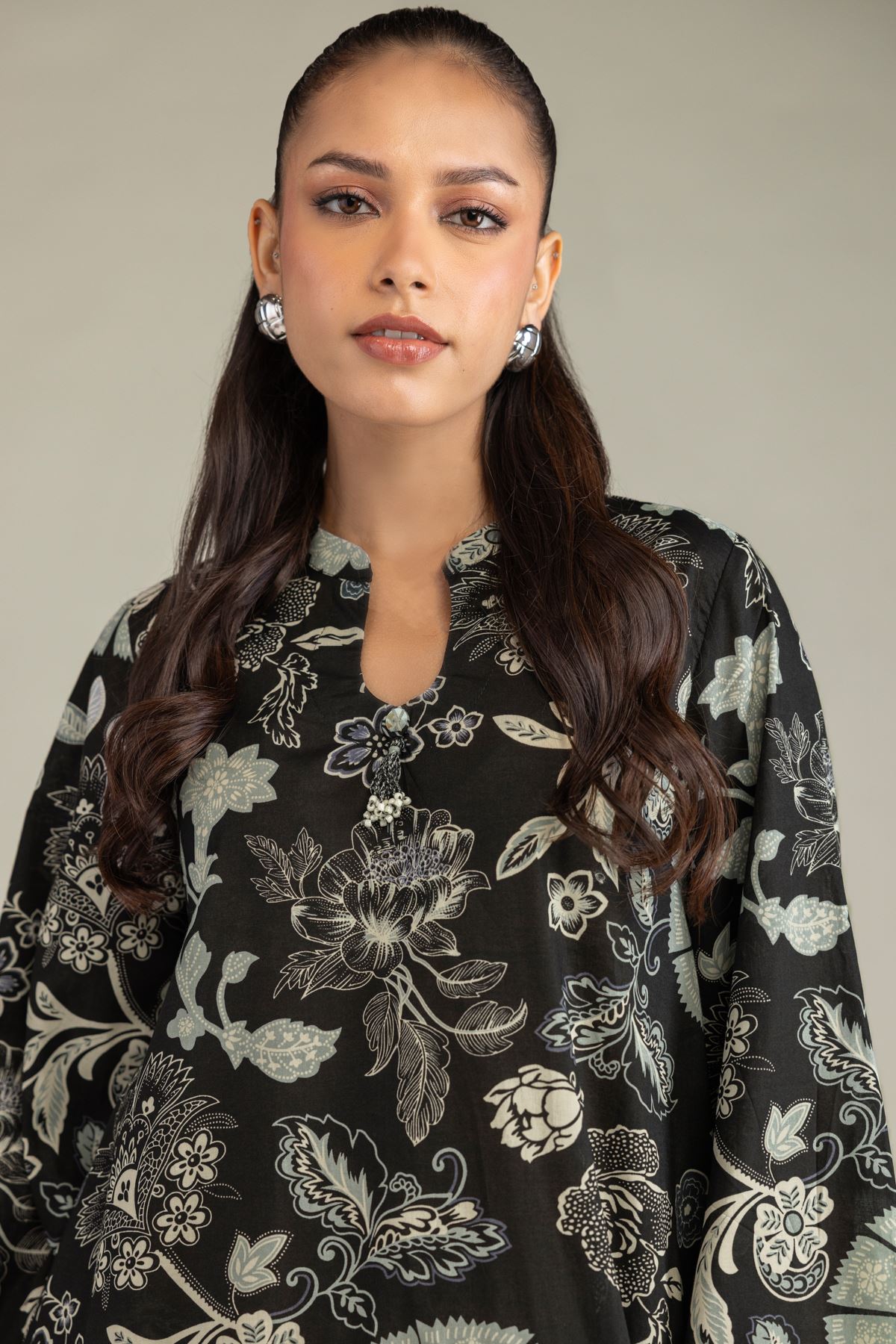 Printed Cambric Black Cambric Kurta - 1-26-243-A-D2-VG