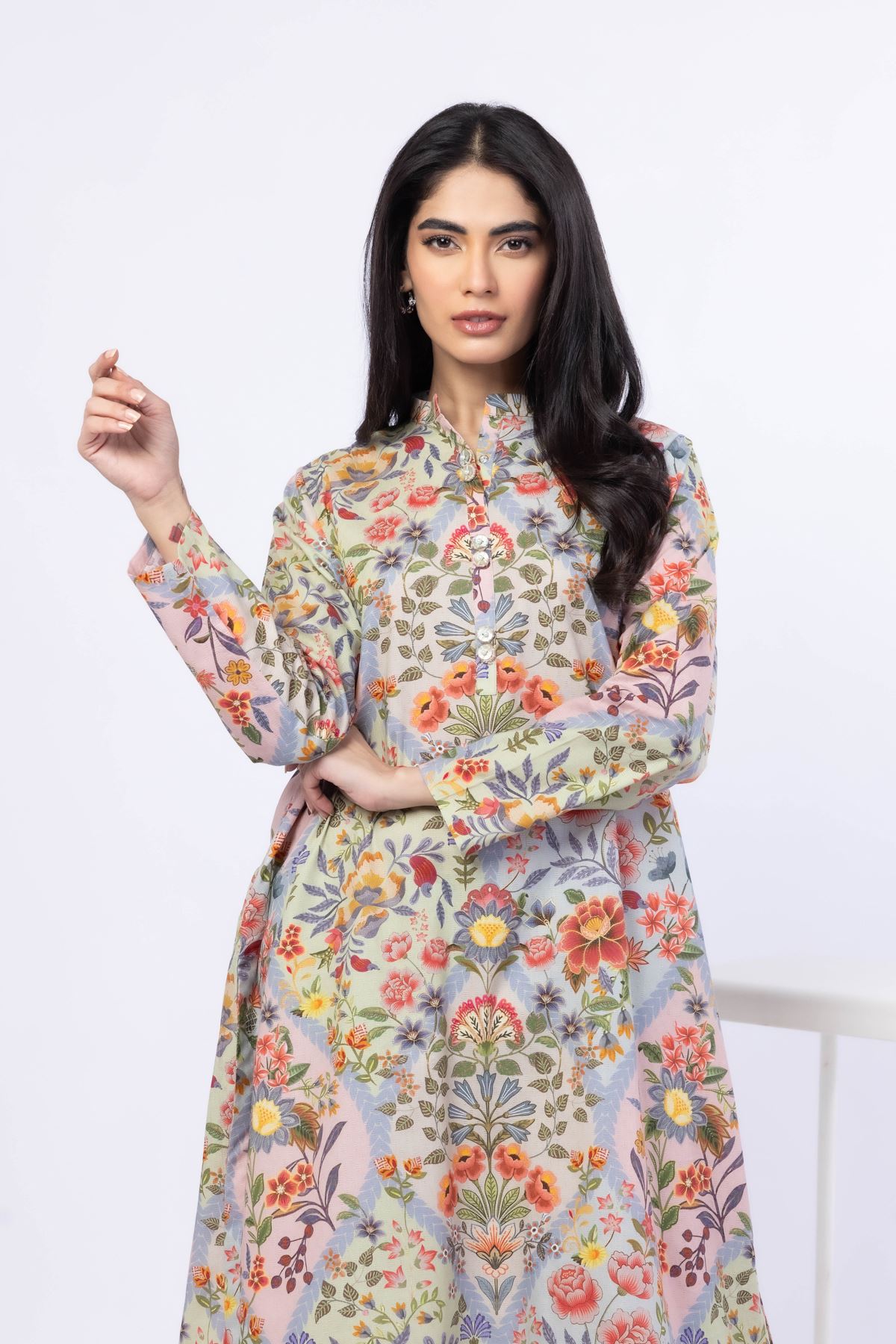 Printed Cotton Dobby Kurta - 25-09-10E4-10TB-VG