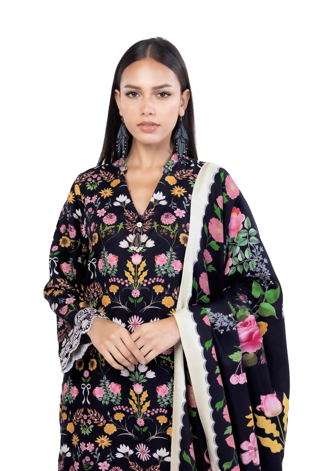 Embroidered Blended Khaddar Fabrics 3 Piece - LKN97A-VG