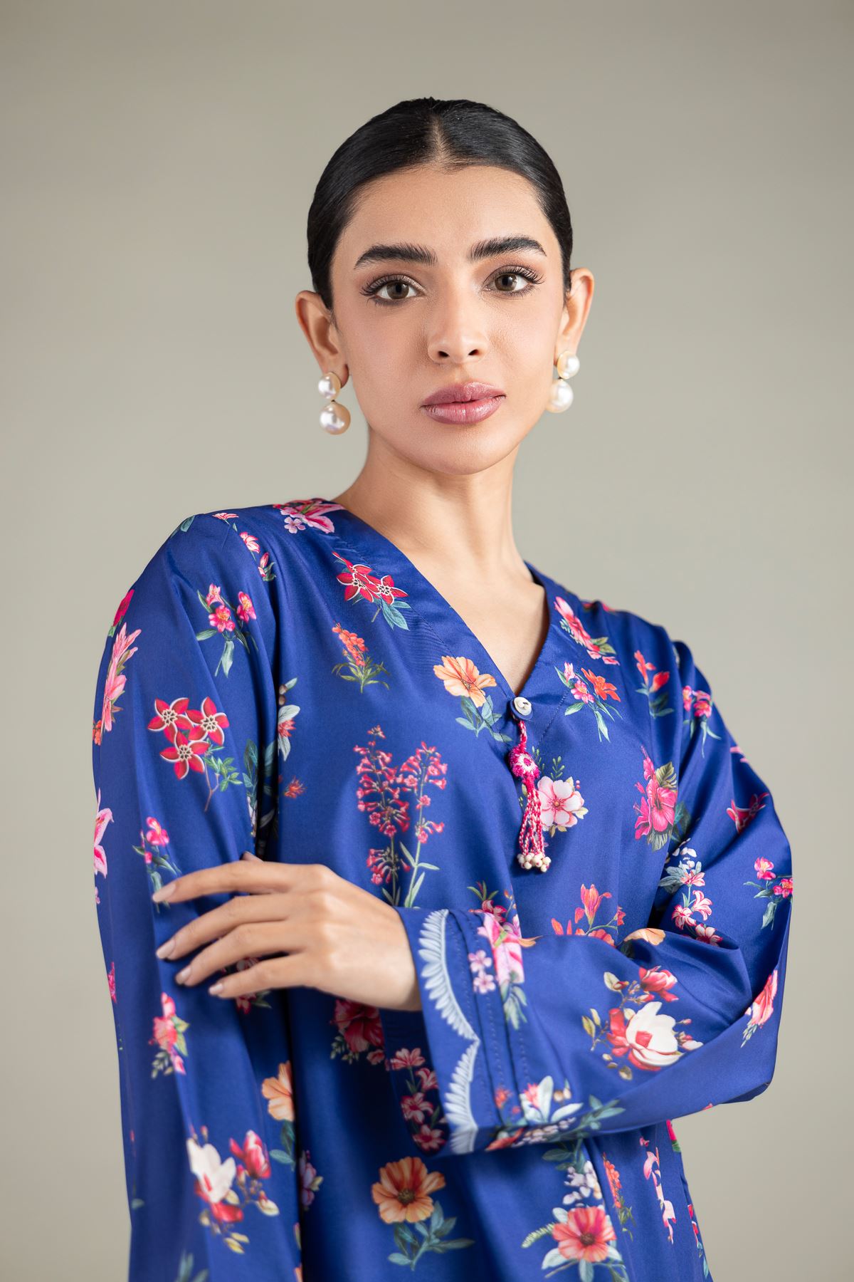 Printed Polyester Silk Kurta - 1-26-105-A-A-VG