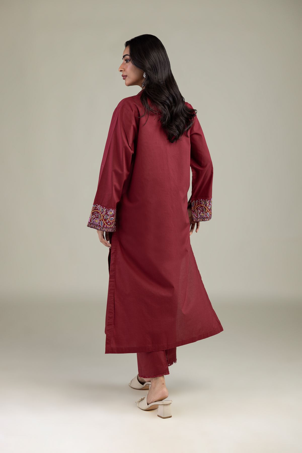 Embroidered Cambric Floral Cambric Kurta - 1-26-224-B-B1-VG