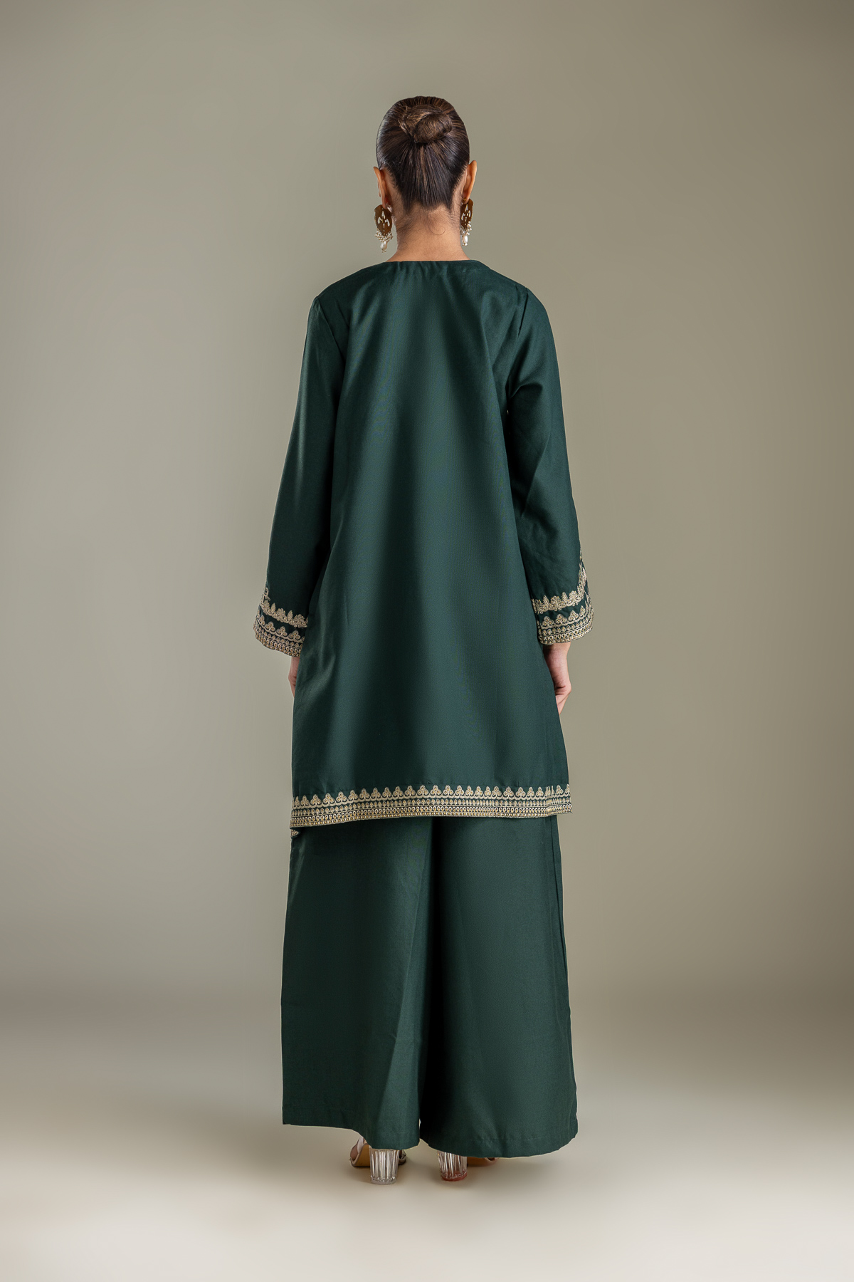 Embroidered Heavy Blended Viscose Dark Green Kurta - 1-26-433-A-D1-VG
