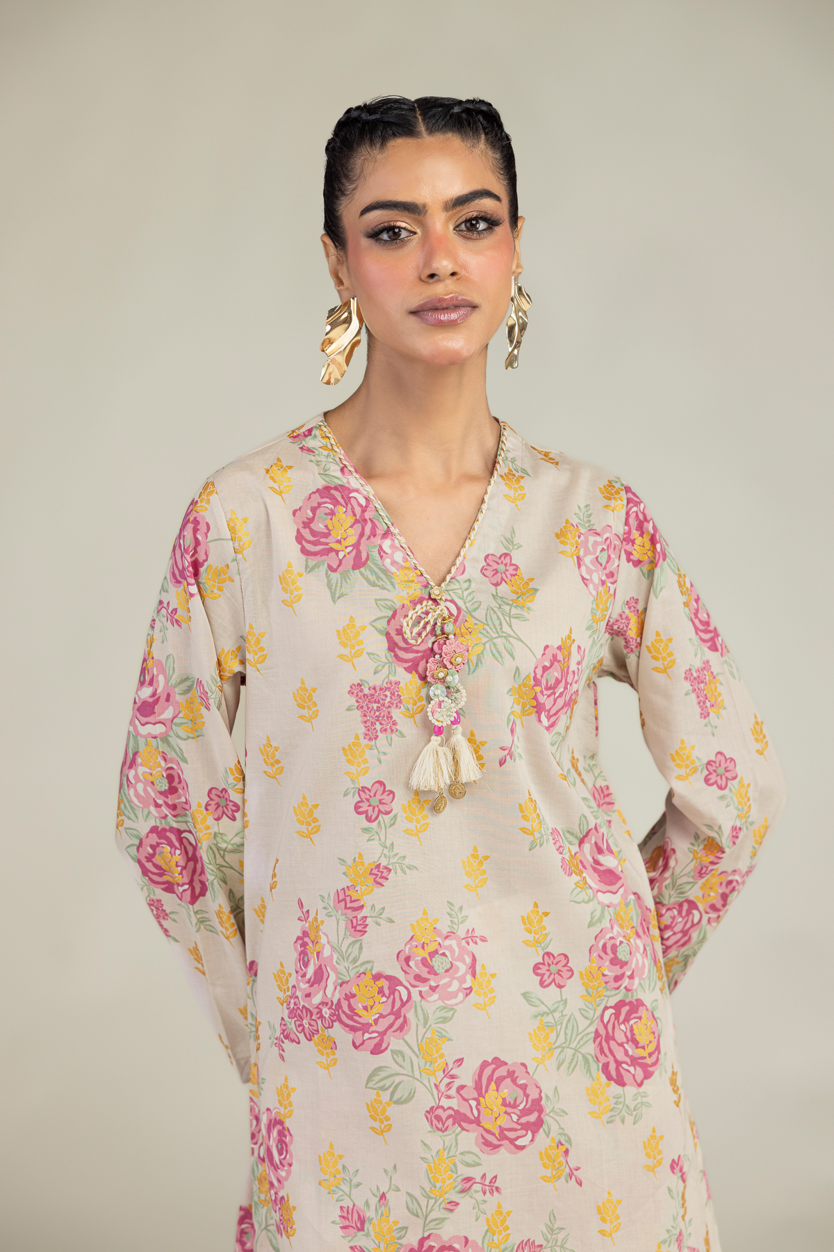 Printed Cambric Floral Cambric Kurta - 1-26-236-A-I2-VG