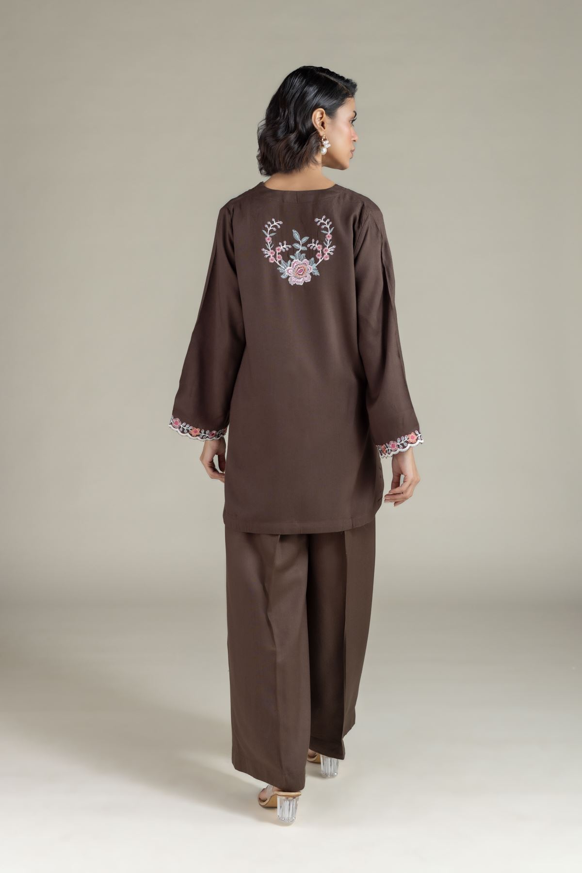 Embroidered Heavy Blended Viscose Short Floral Kurta - 25-04W16-04TA-VG