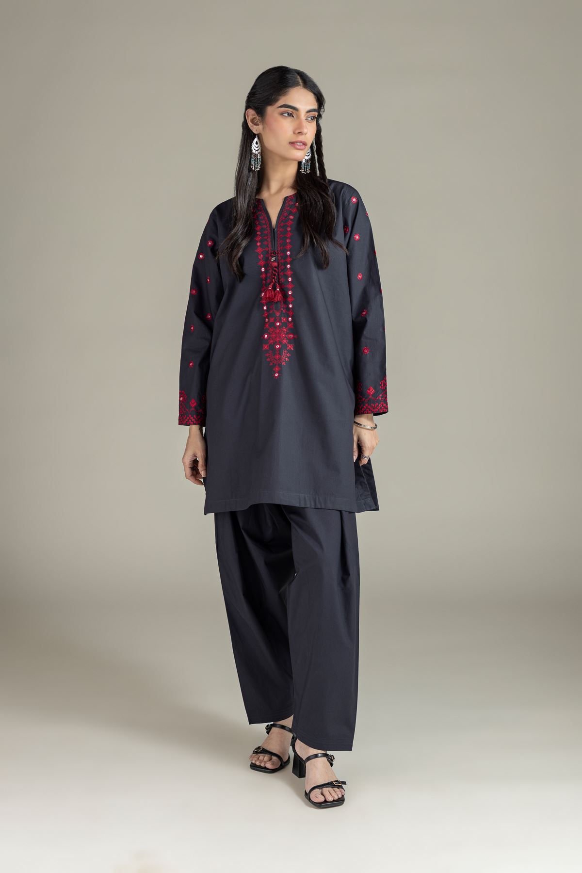 Dyed Raw Silk Shalwar - 25-04E48-07TA-VG