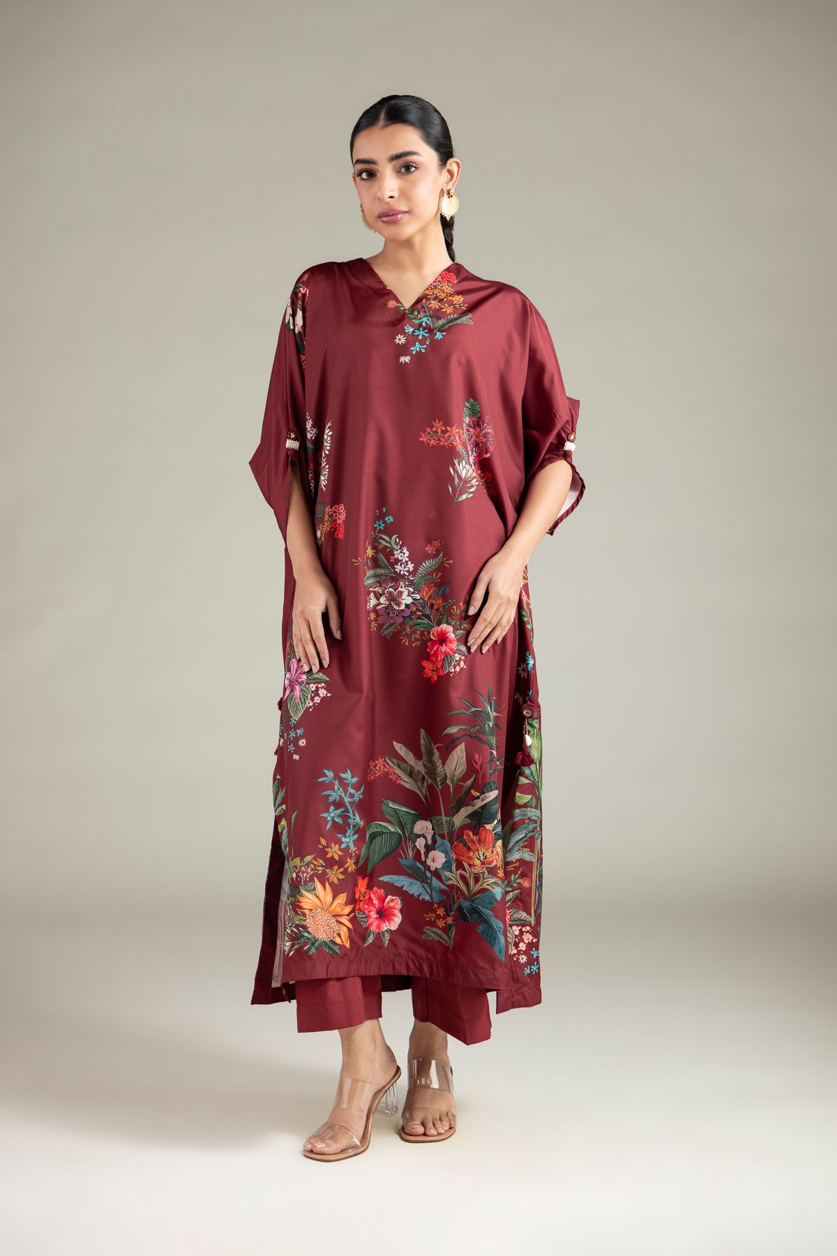 Printed Polyester Silk Pants - 1-26-105-B-G-VG
