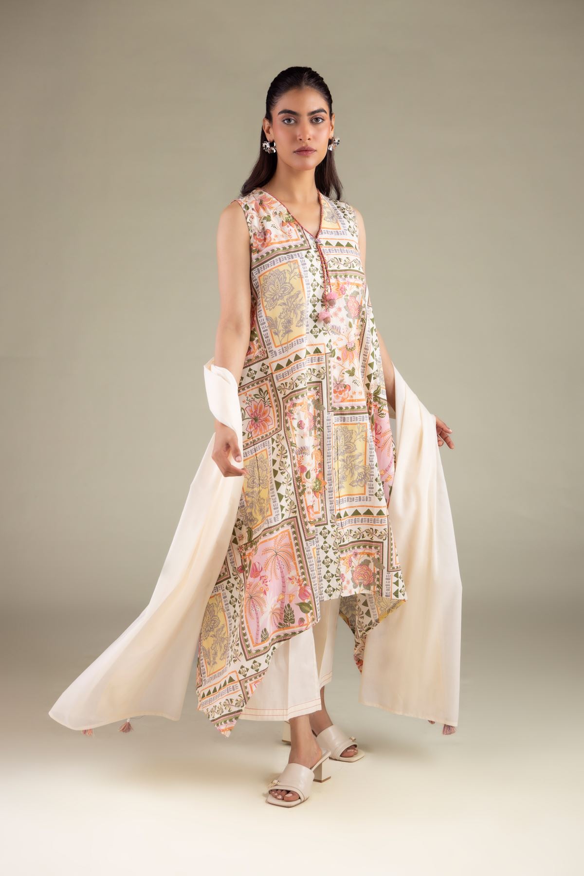 Printed Lawn Summer Solid Dupatta - 1-26-127-A-B-VG