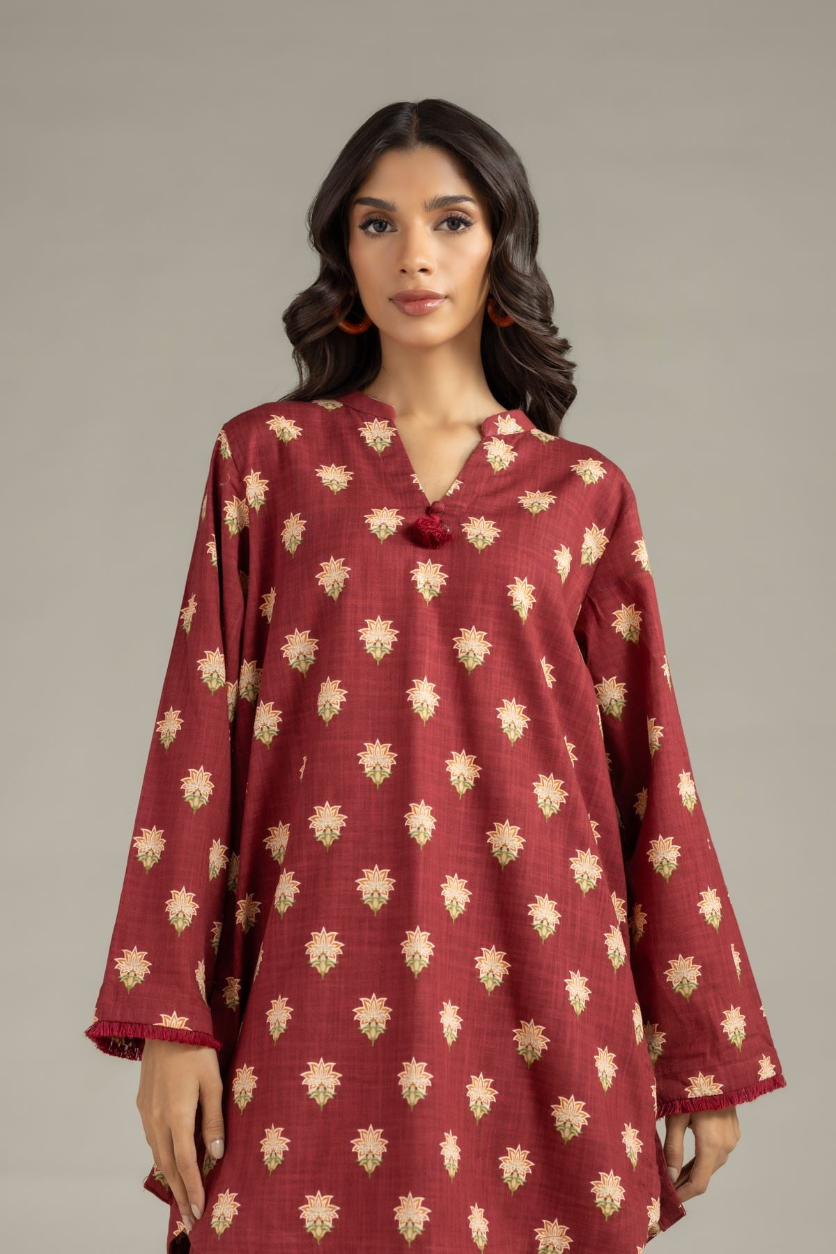 Printed Heavy Textured Cotton Kurta - OTD4-EX23-05TA-VG