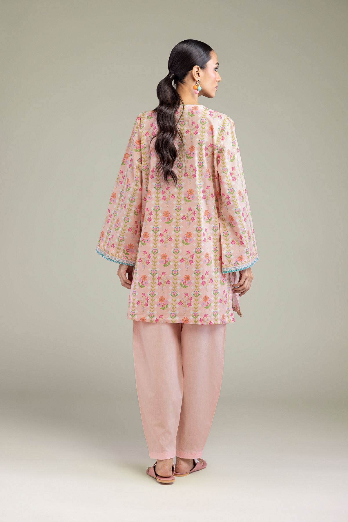 Printed Cambric Peach Cambric Kurta - 1-26-213-A-G1-VG