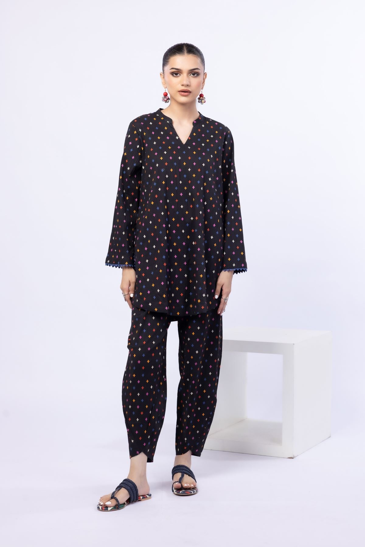 Printed Ripple Crinkle Pants - 25-04E48-07TA-VG