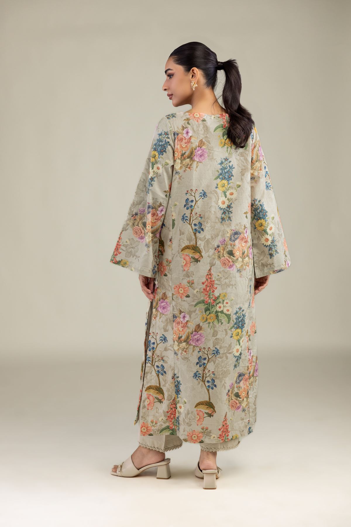 Printed Cotton Dobby Long Floral Kurta - 1-26-229-B-F1-VG