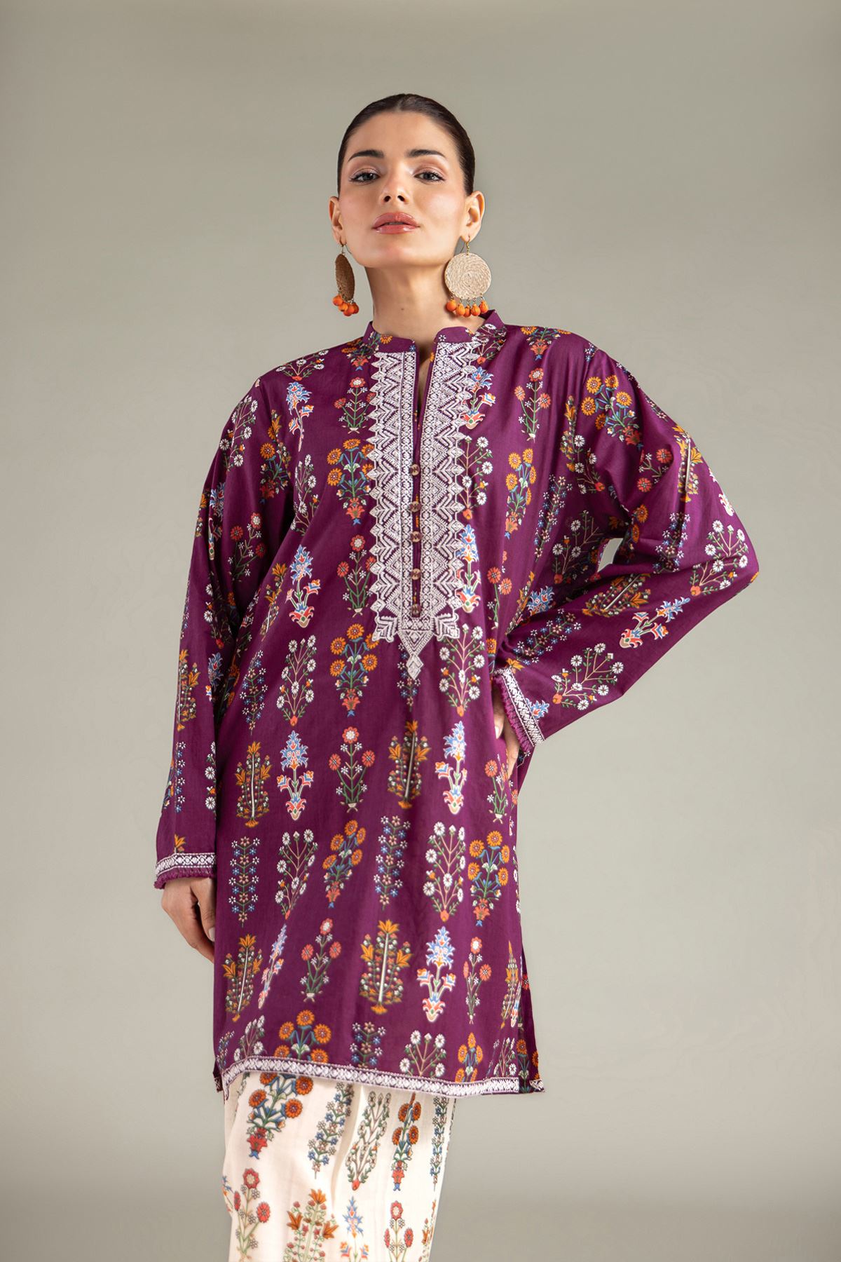Embroidered Lawn Fabrics 2 Piece | Top and Bottom - A11-26-107FG1-VG