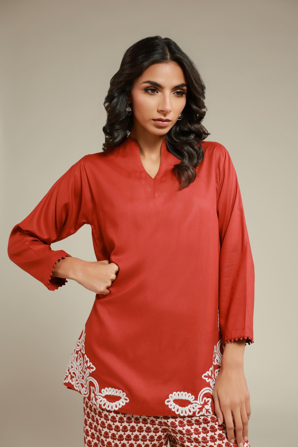 Embroidered Viscose Kurta - 1-26-101-A-D-VG