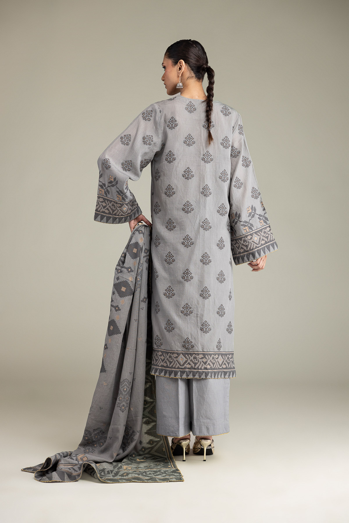 Embroidered Jacquard Fabrics 3 Piece - T-A33-26-207FD1-VG