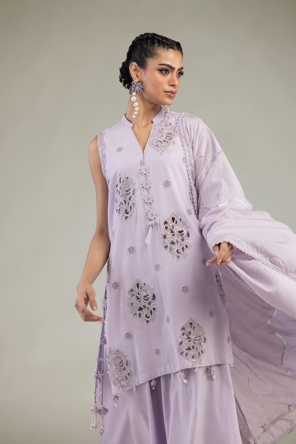 Raw Silk 3-Piece Co-ord Set - T-A11-26-118FI2-VG