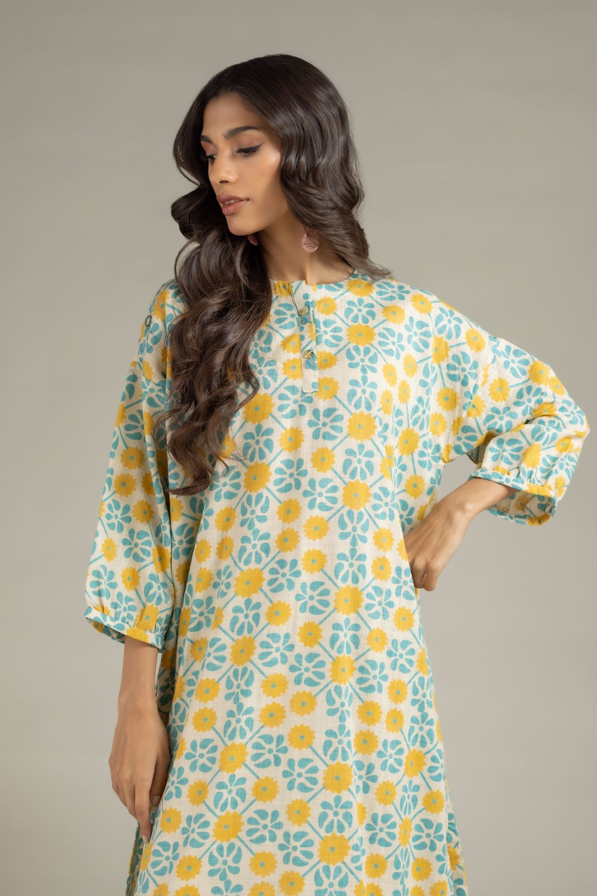Printed Heavy Textured Cotton Kurta - 25-10-12E9-02TA-VG