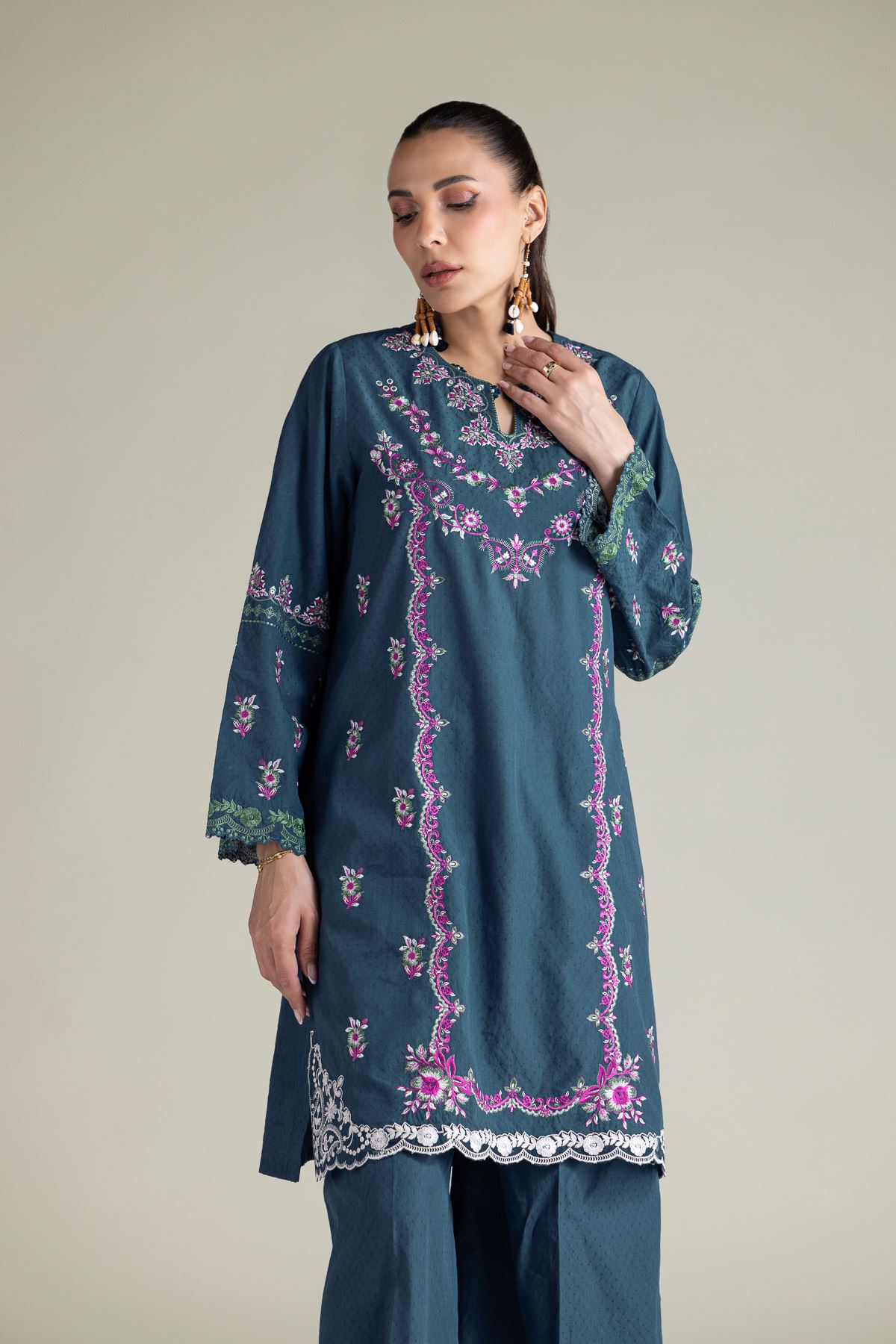Embroidered Cotton Dobby Fabrics 2 Piece | Top and Bottom - A22-26-223FD2-VG
