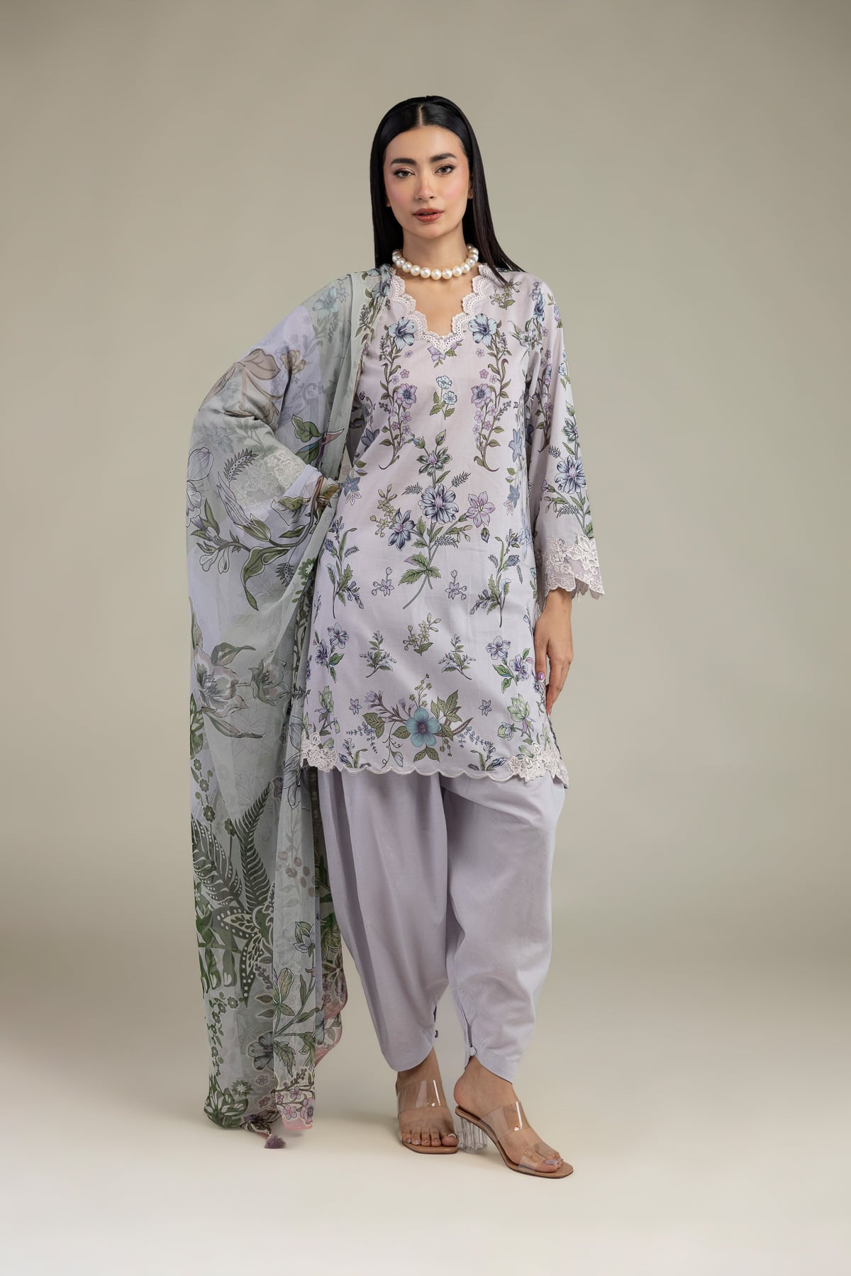 Embroidered Cambric Tailored 3-Piece Cambric - A22-26-214FH1-VG