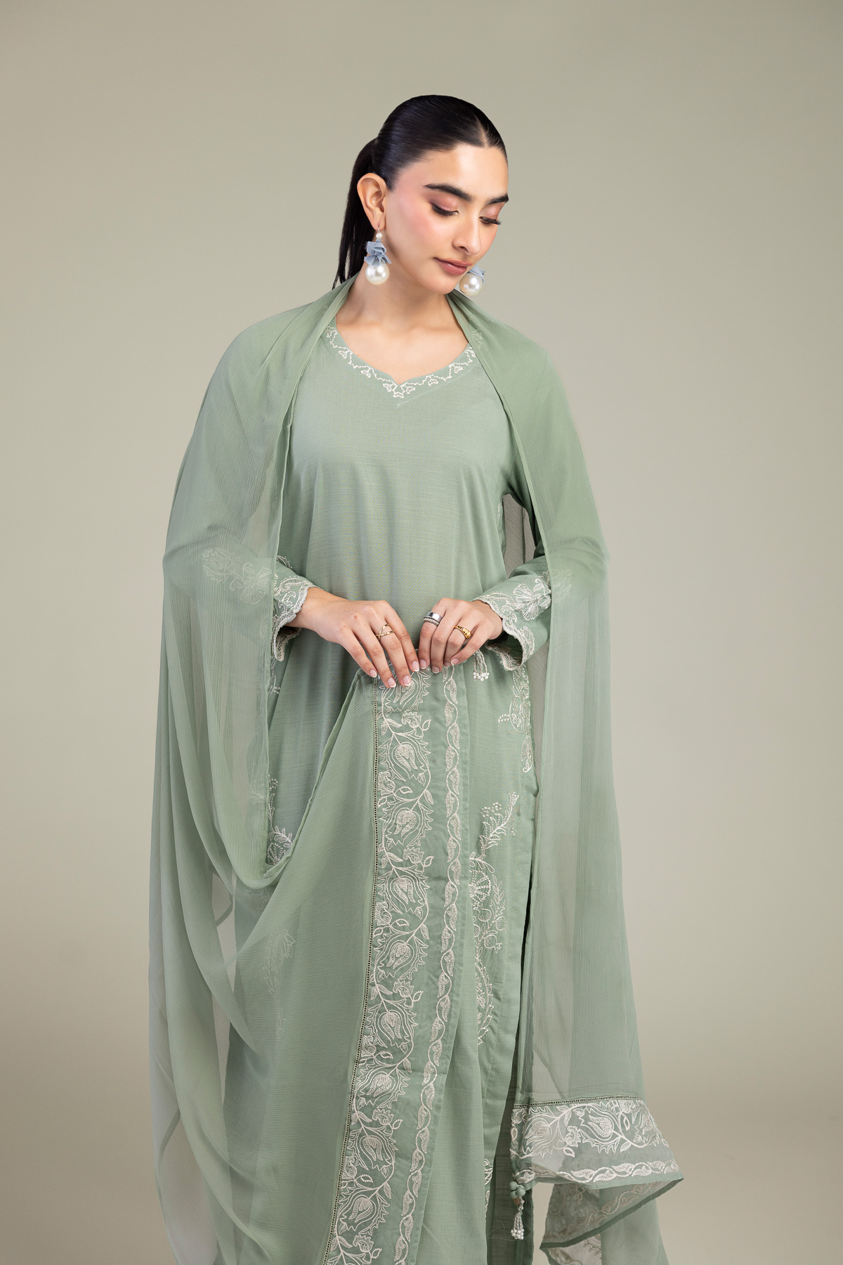 Embroidered Chiffon Chiffon Embroidered Dupatta - 1-26-309-B-D1-VG