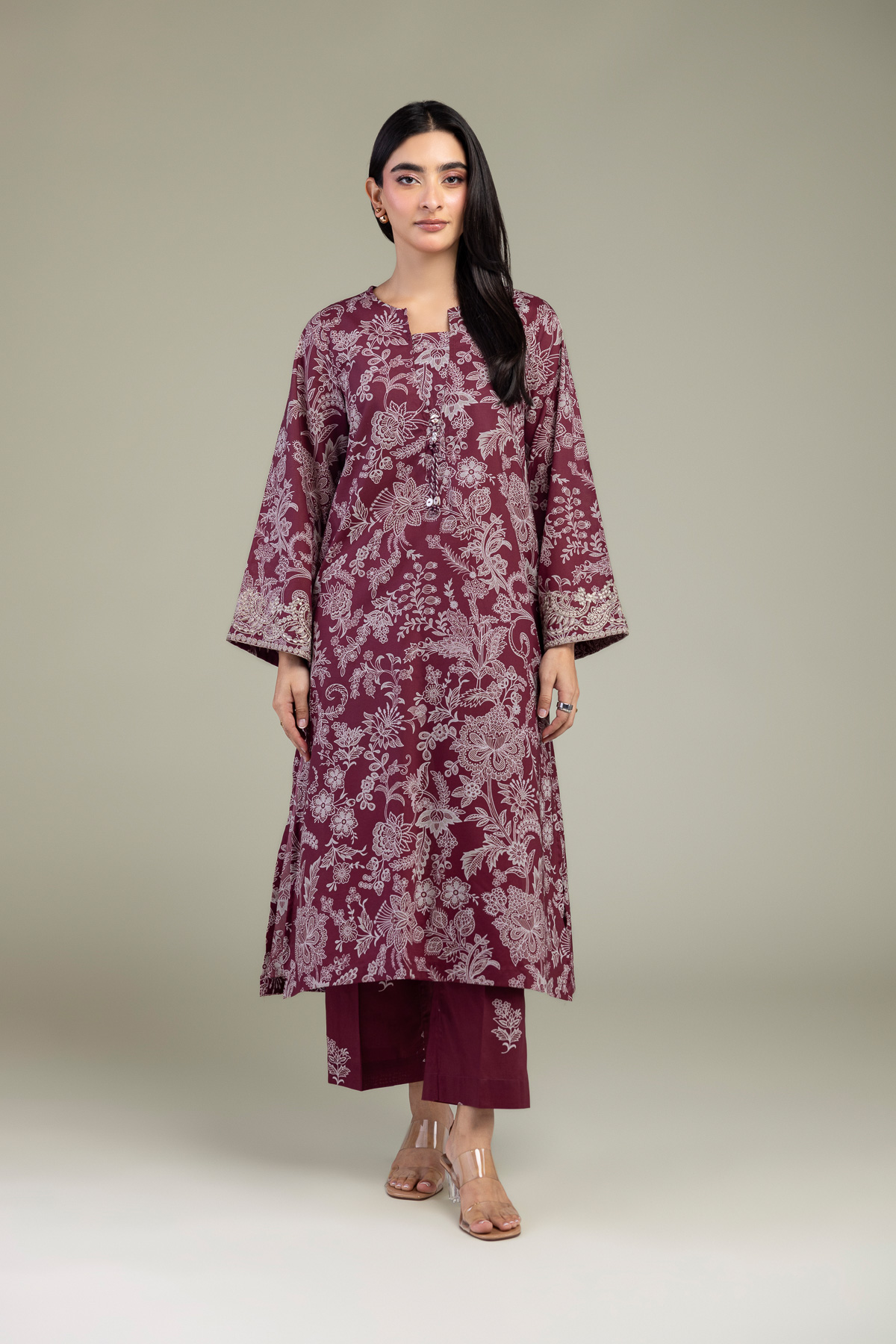 Embroidered Cambric Floral Cambric Kurta - 1-26-309-B-D1-VG