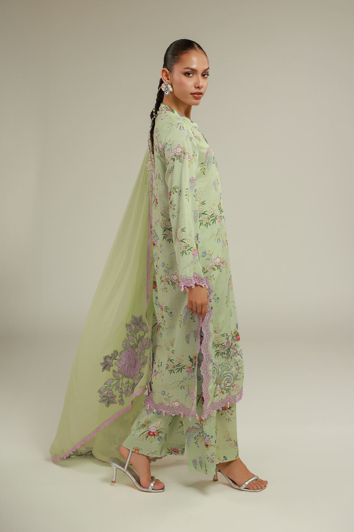 Embroidered Chiffon Summer Floral Dupatta - 2-26-101-A-A-VG