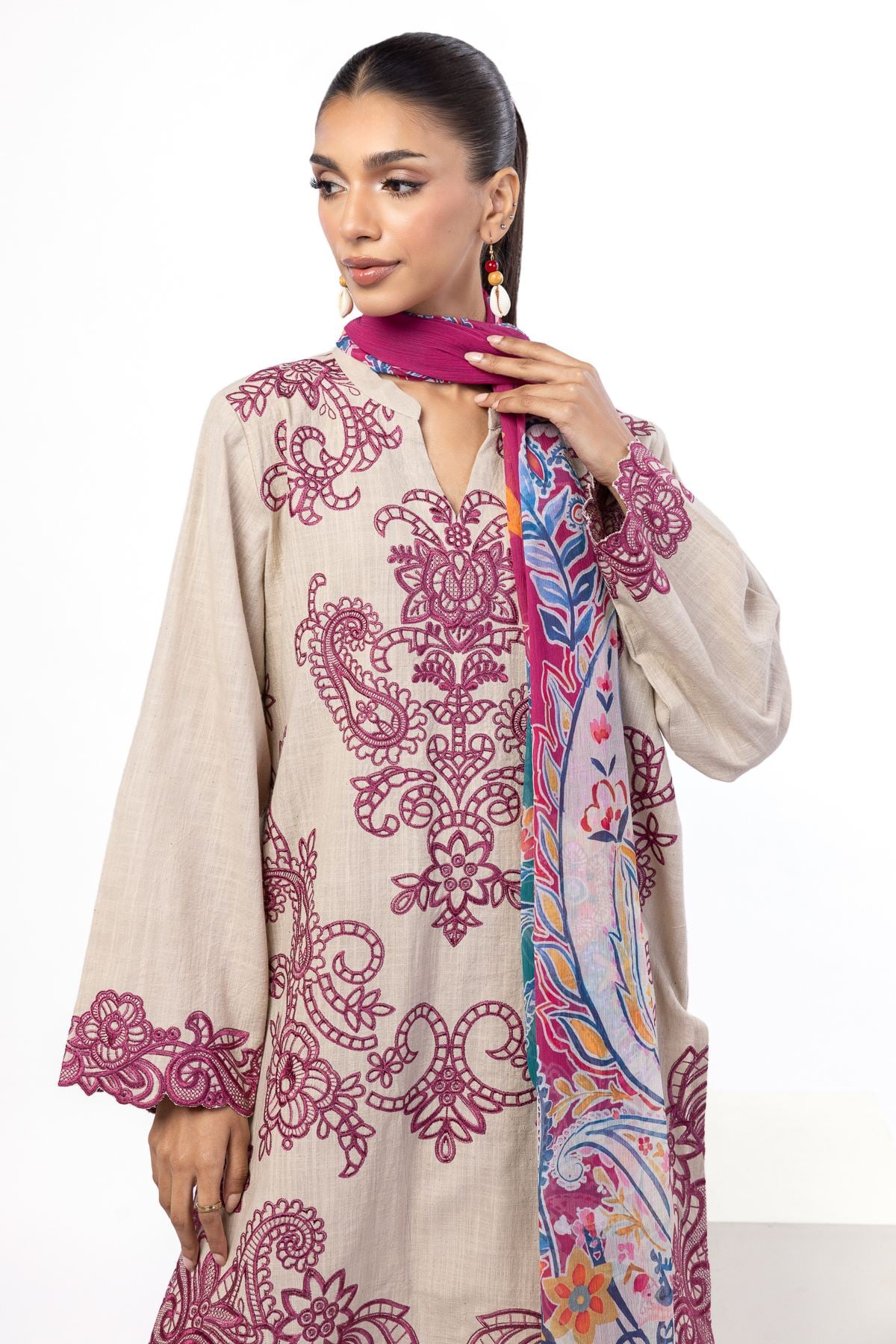 Embroidered Crosshatch Fabrics 3 Piece - CV01A-VG