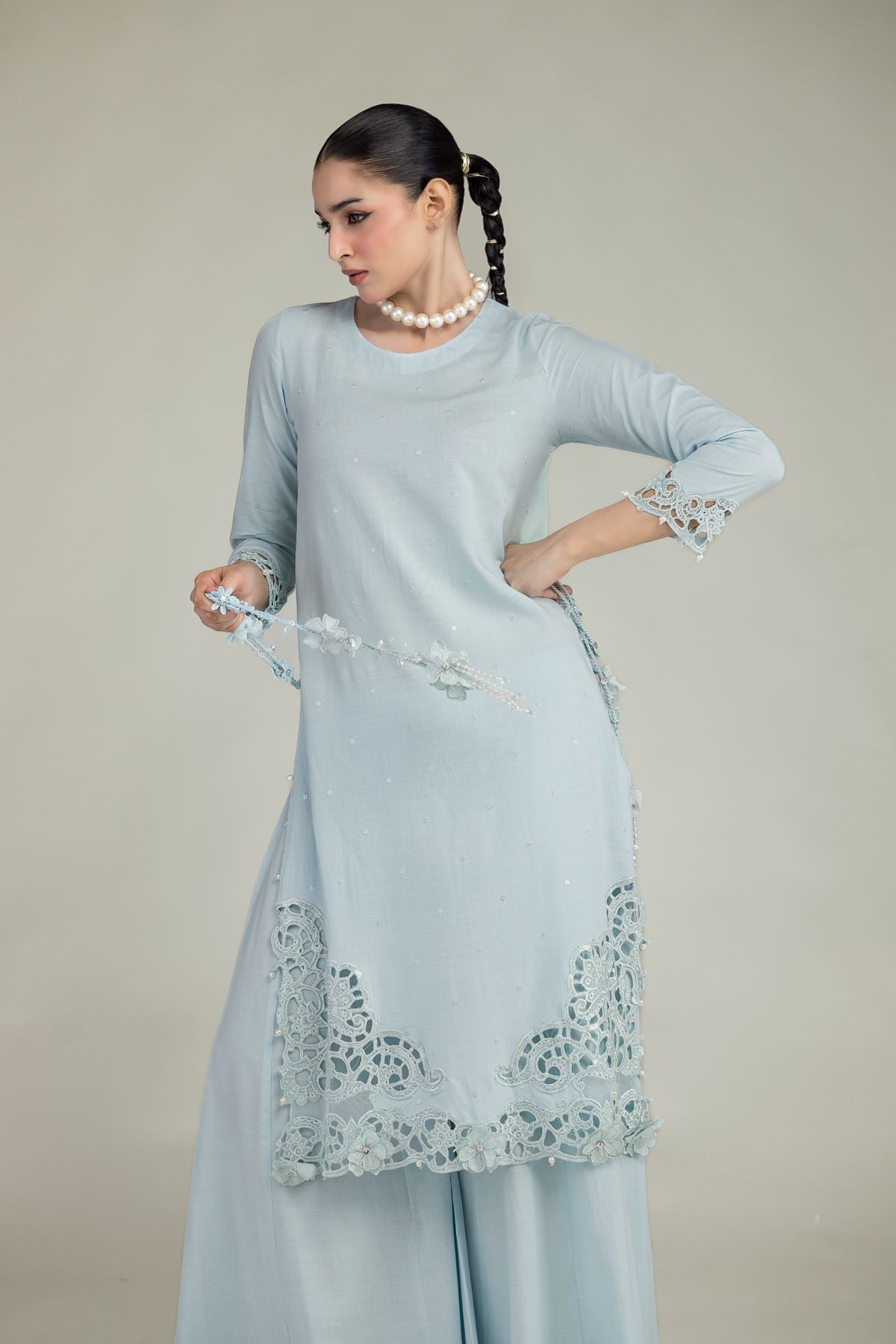 Raw Silk 3-Piece Co-ord Set - 1-26-221-A-G1-VG