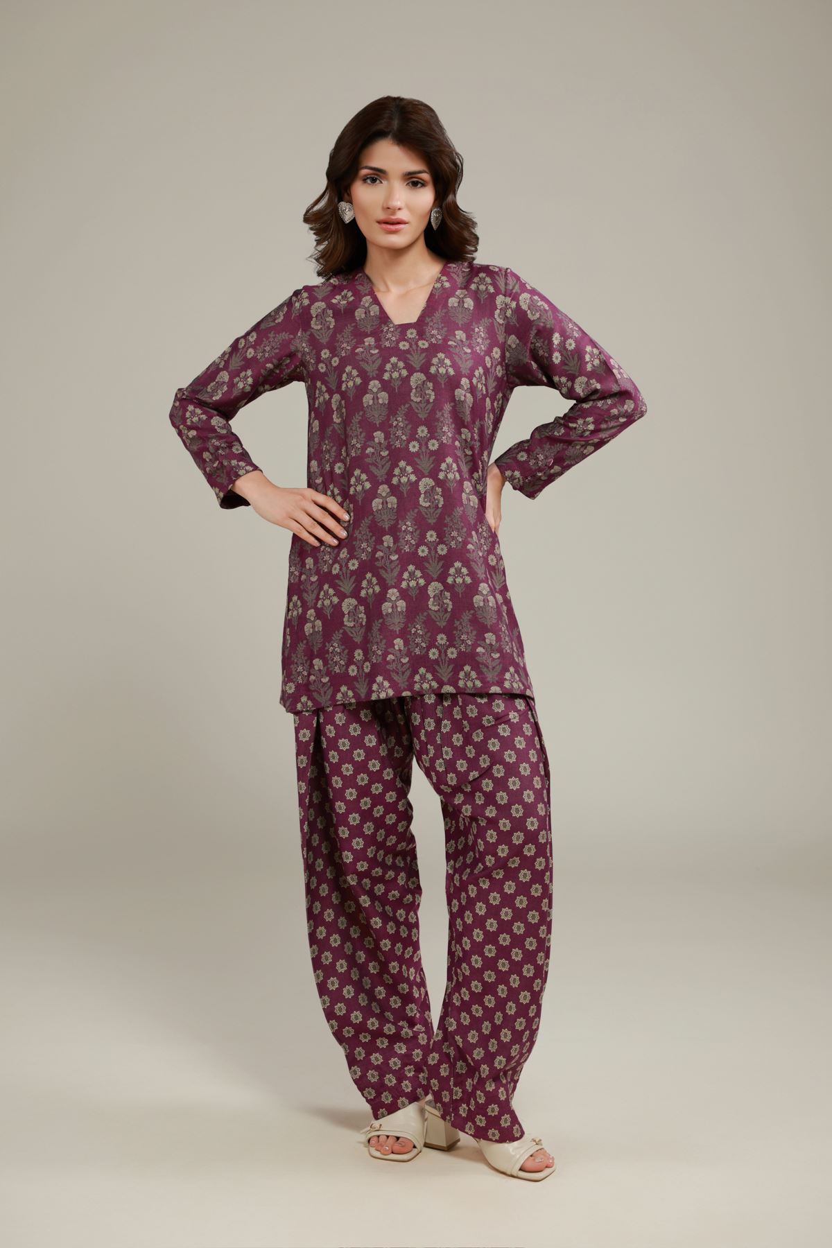 Dyed Jacquard Kurta - 6-26-106-A-H-VG