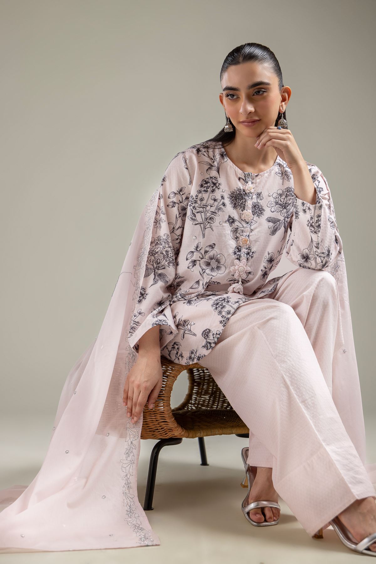 Embroidered Cotton Dobby Pink Cotton Kurta - 1-26-121-A-D-VG