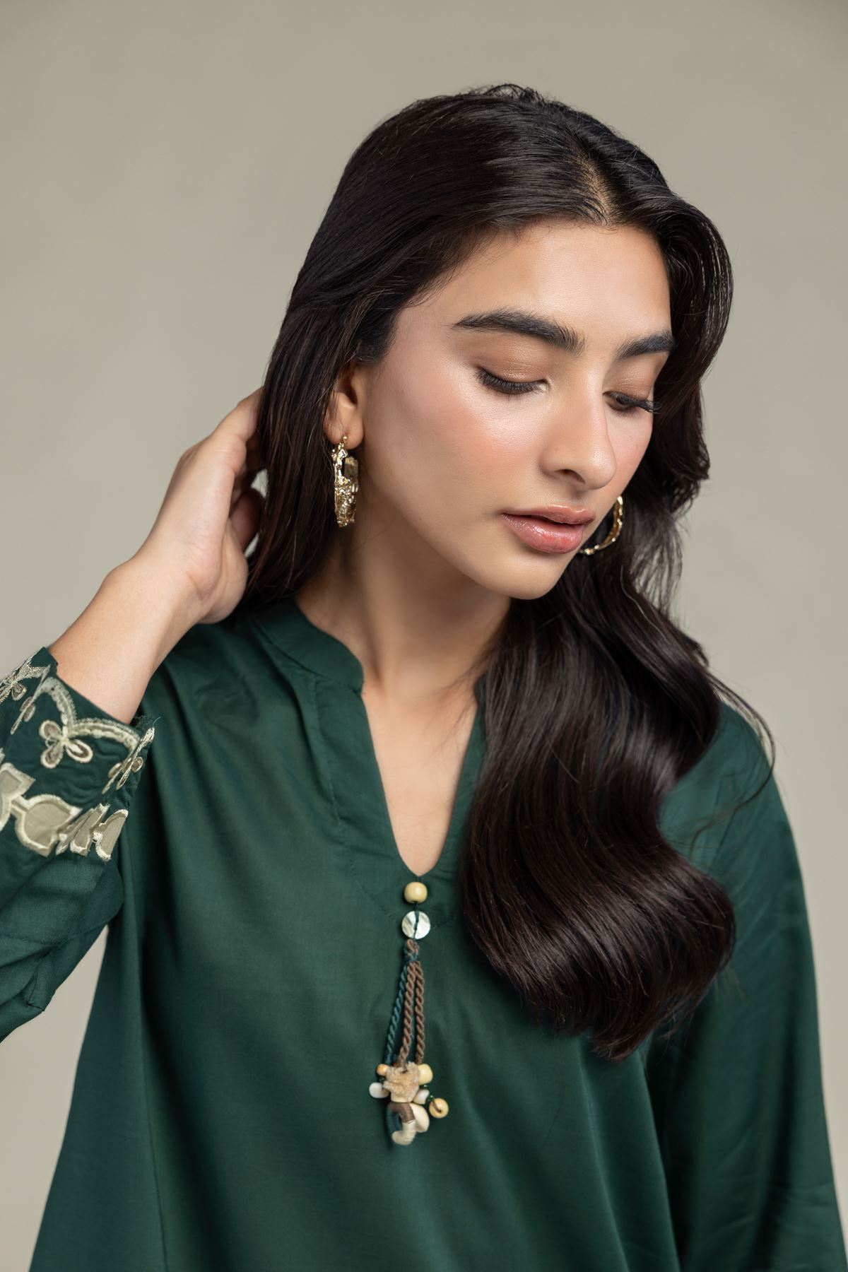 Cambric Floral Green Kurta - 1-26-321-B-C1-VG