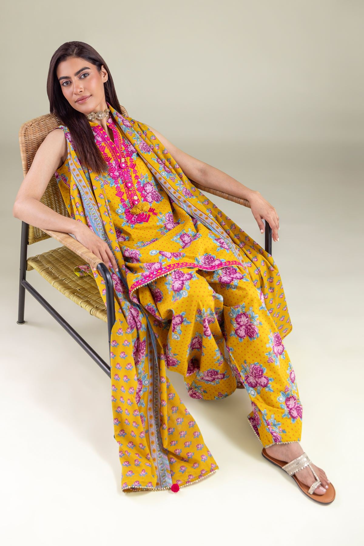 Embroidered Lawn Dupatta - 1-26-122-C-G-VG