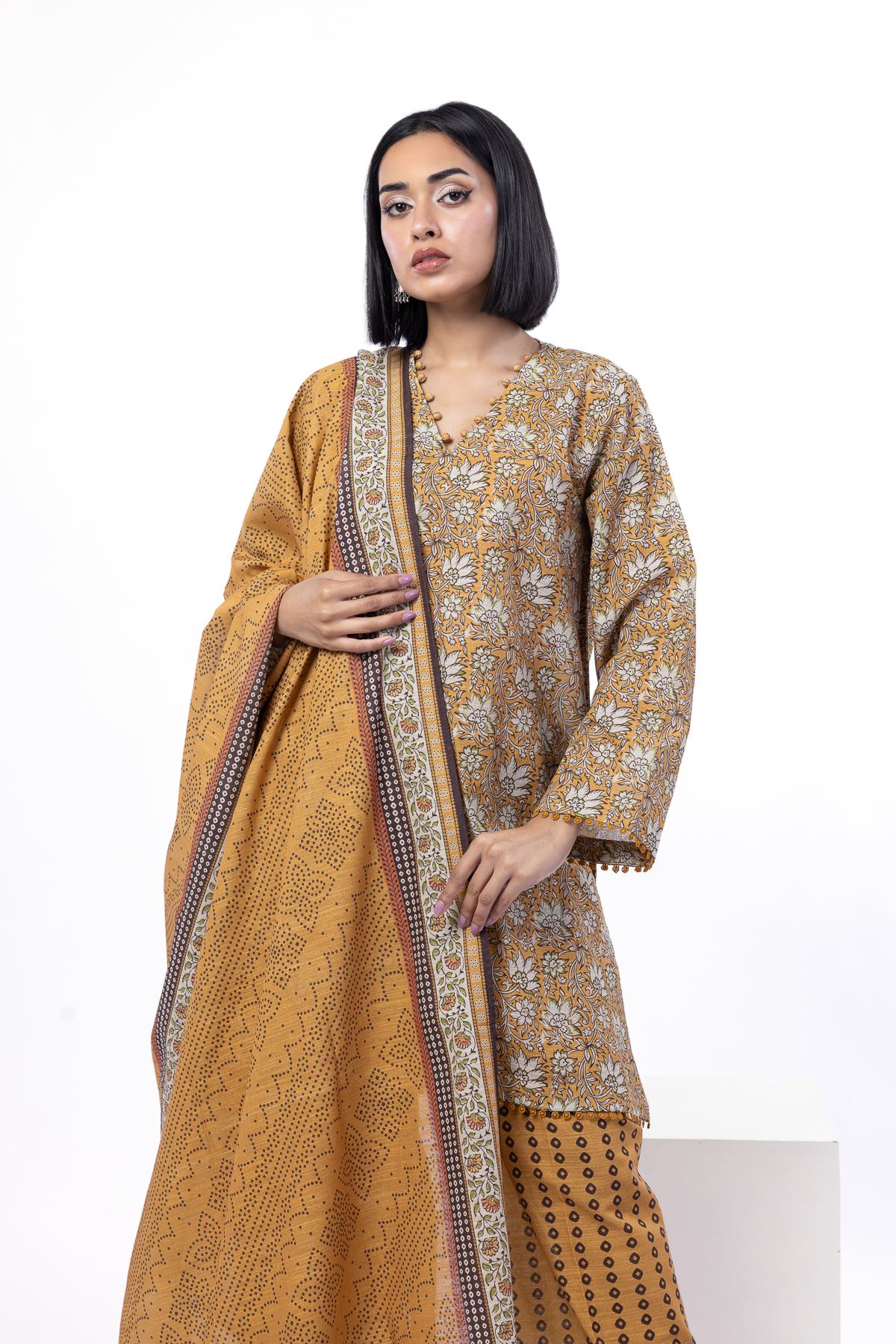 Printed Light Khaddar Fabrics 3 Piece - KW38A-VG