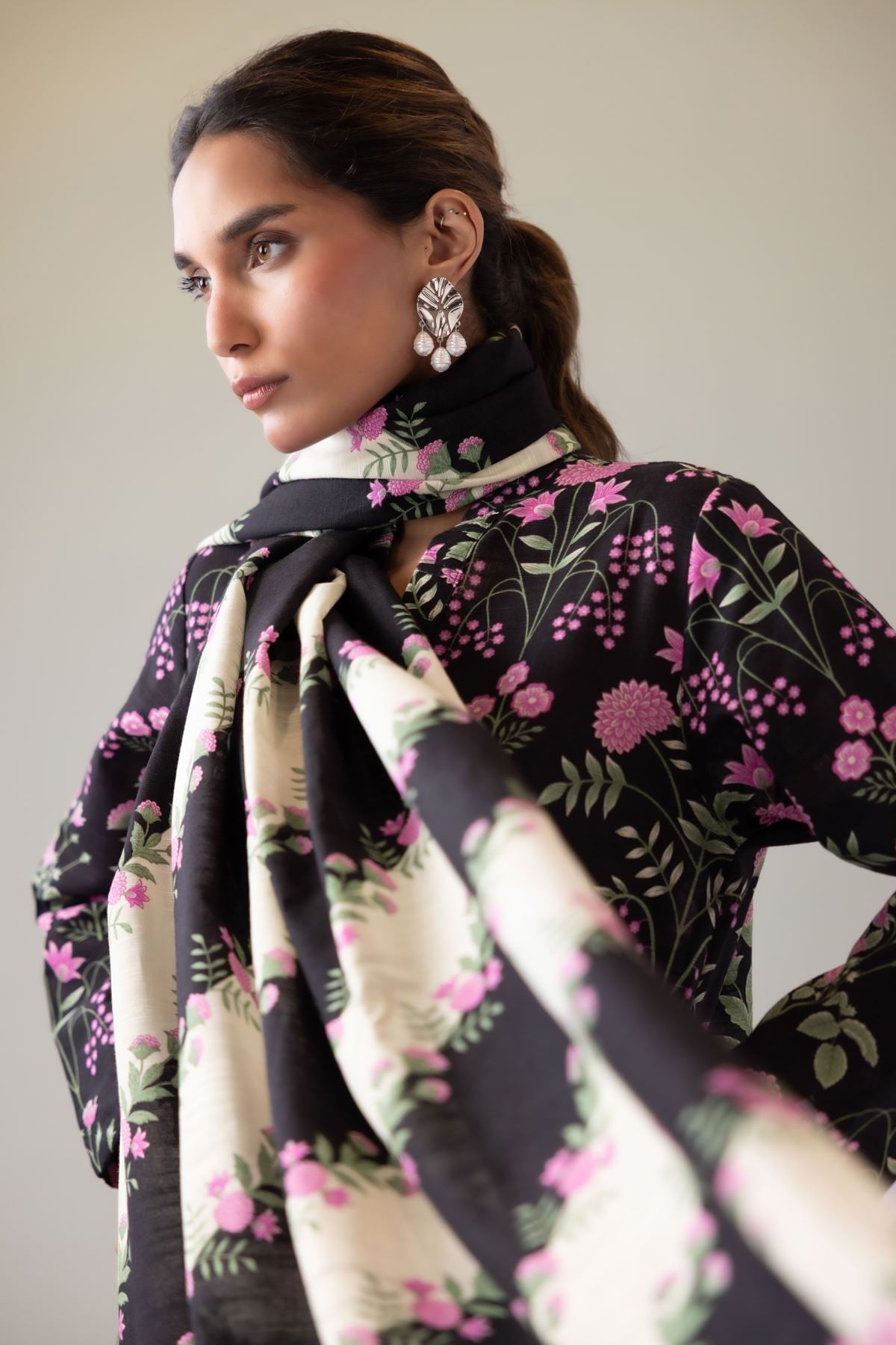 Printed Textured Cotton Dupatta - 25-09-12E2-02TA-VG