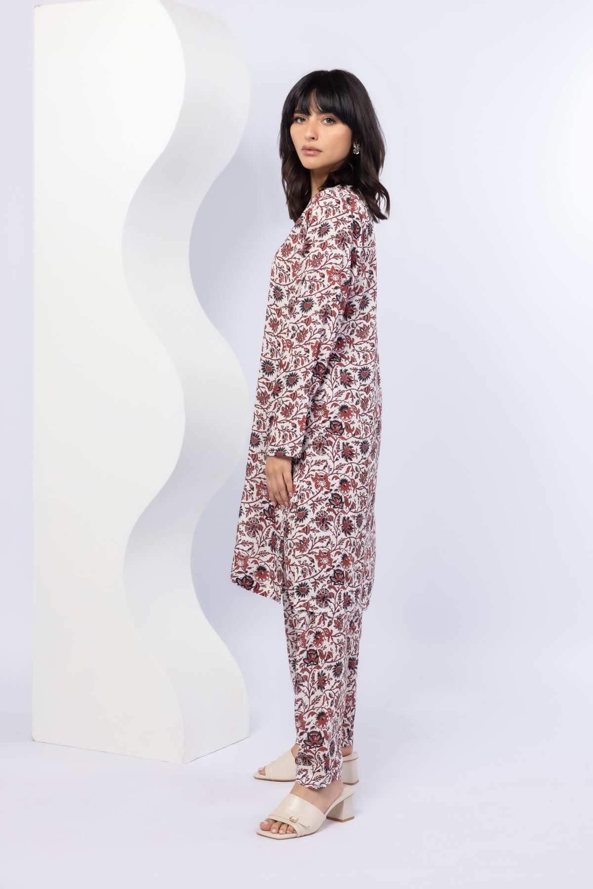 Printed Light Dull Raw Silk Pants - 25-09-9S2-03BA-VG