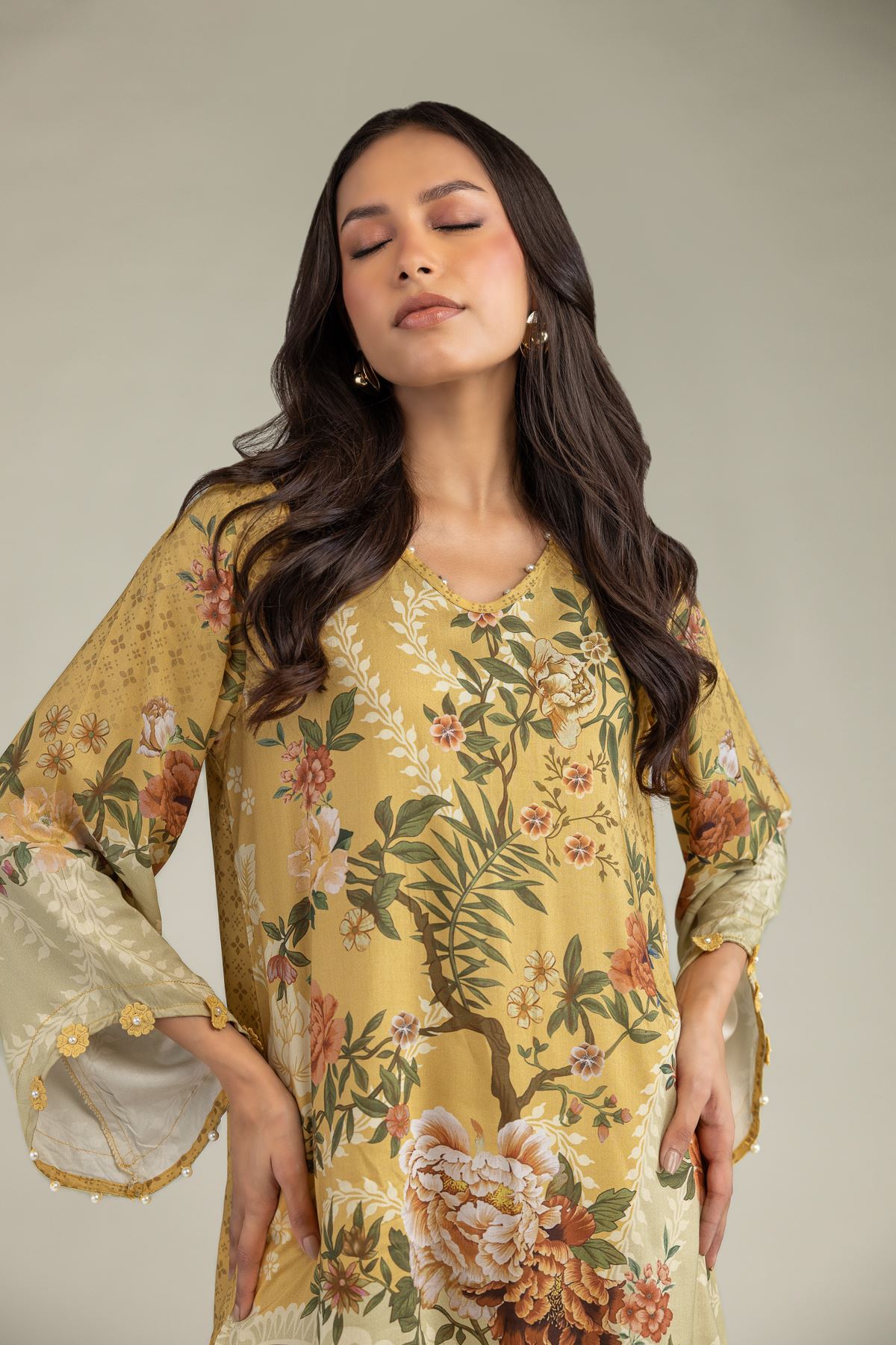 Printed Viscose Short Floral Kurta - 1-26-239-B-C1-VG
