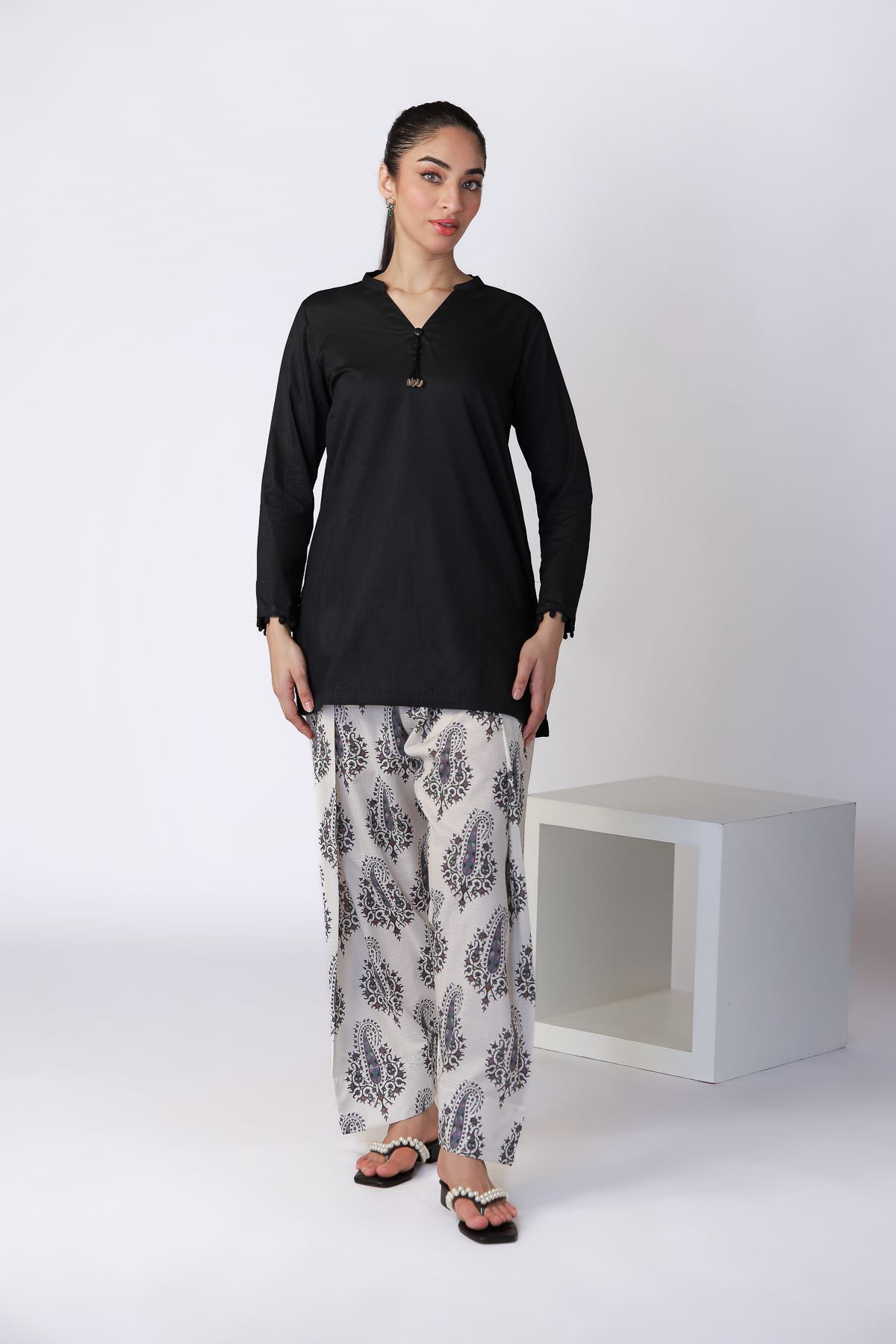 Dyed Cotton Dobby Kurta - 1-26-119-A-F-VG