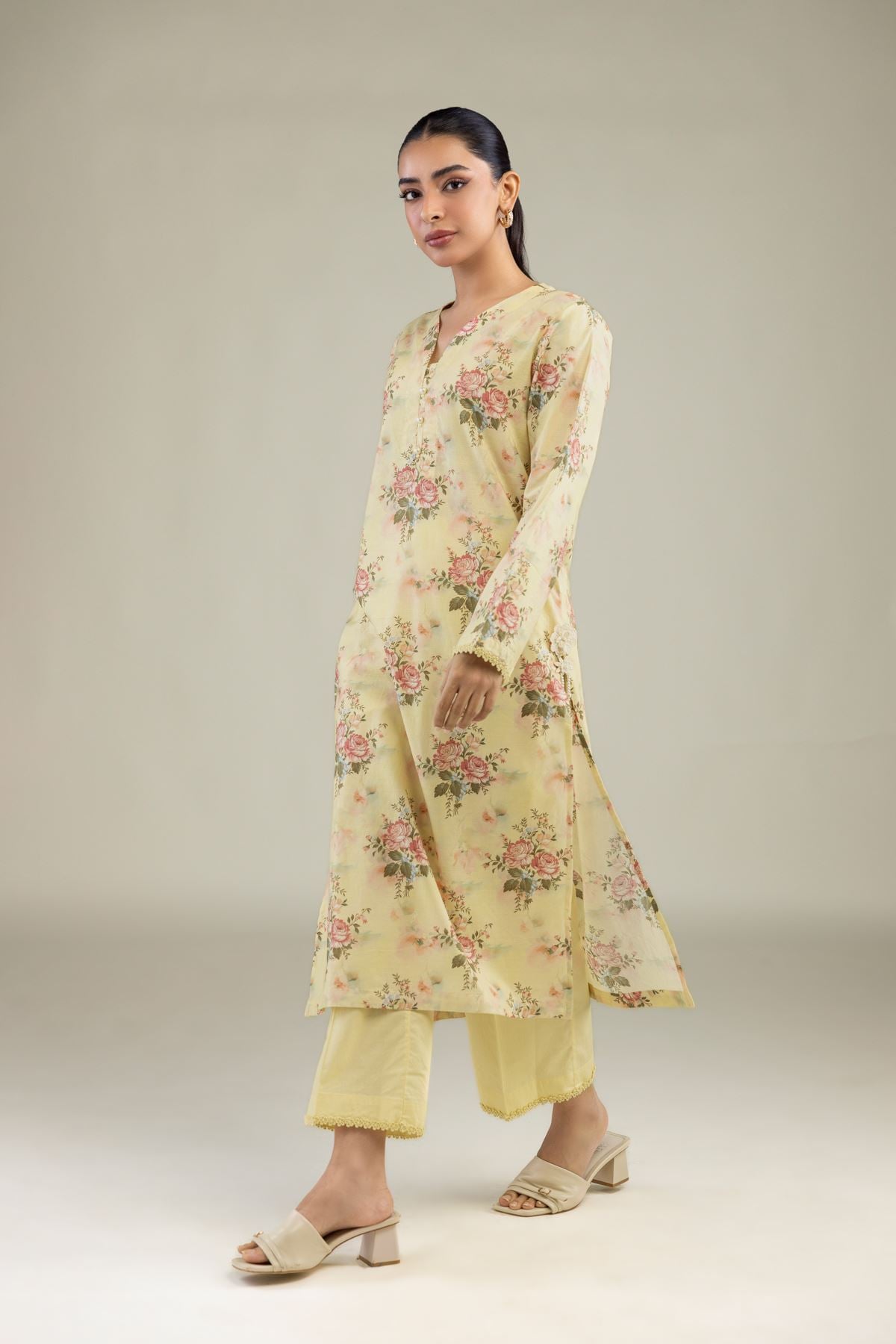 Printed Cotton Dobby Yellow Cotton Pants - 1-26-102-A-F-VG