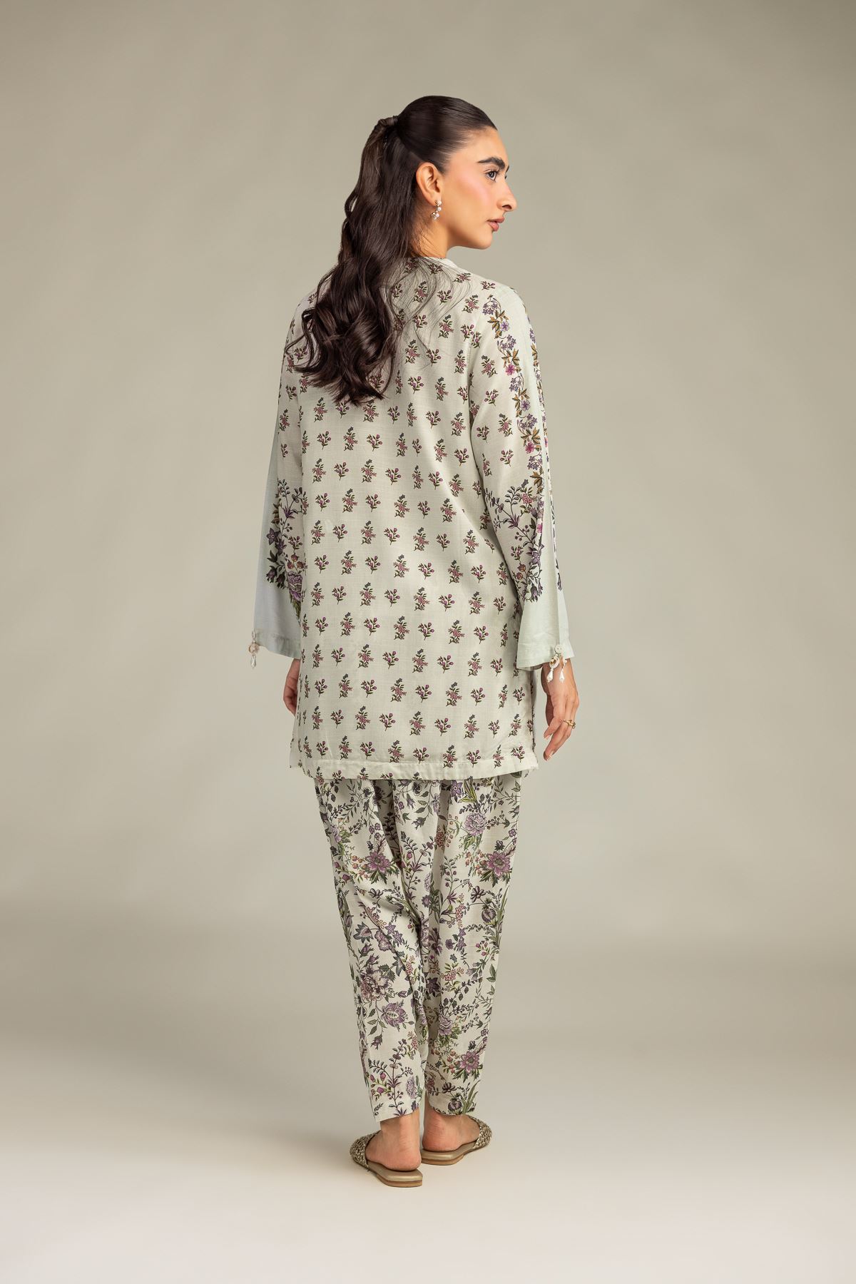 Printed Raw Silk Short Floral Kurta - 1-26-250-B-H1-VG